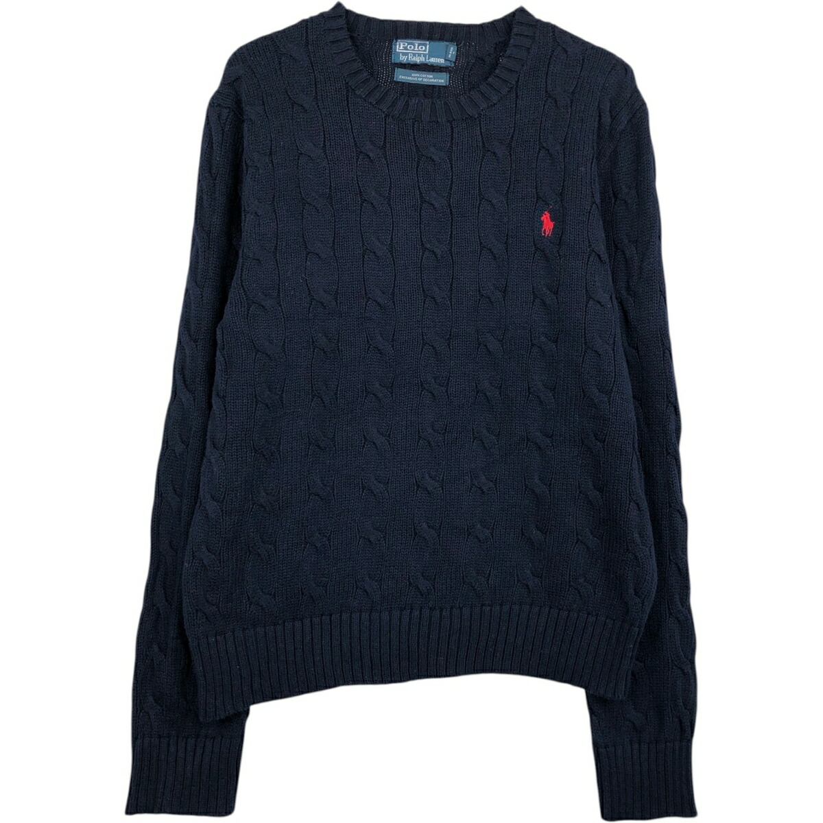 古着 ラルフローレン Ralph Lauren POLO by Ralph Lauren ケーブル編み コットンニットセーター メンズM相当 /eaa627469 【中古】 【260328】 ネイビー系 秋冬