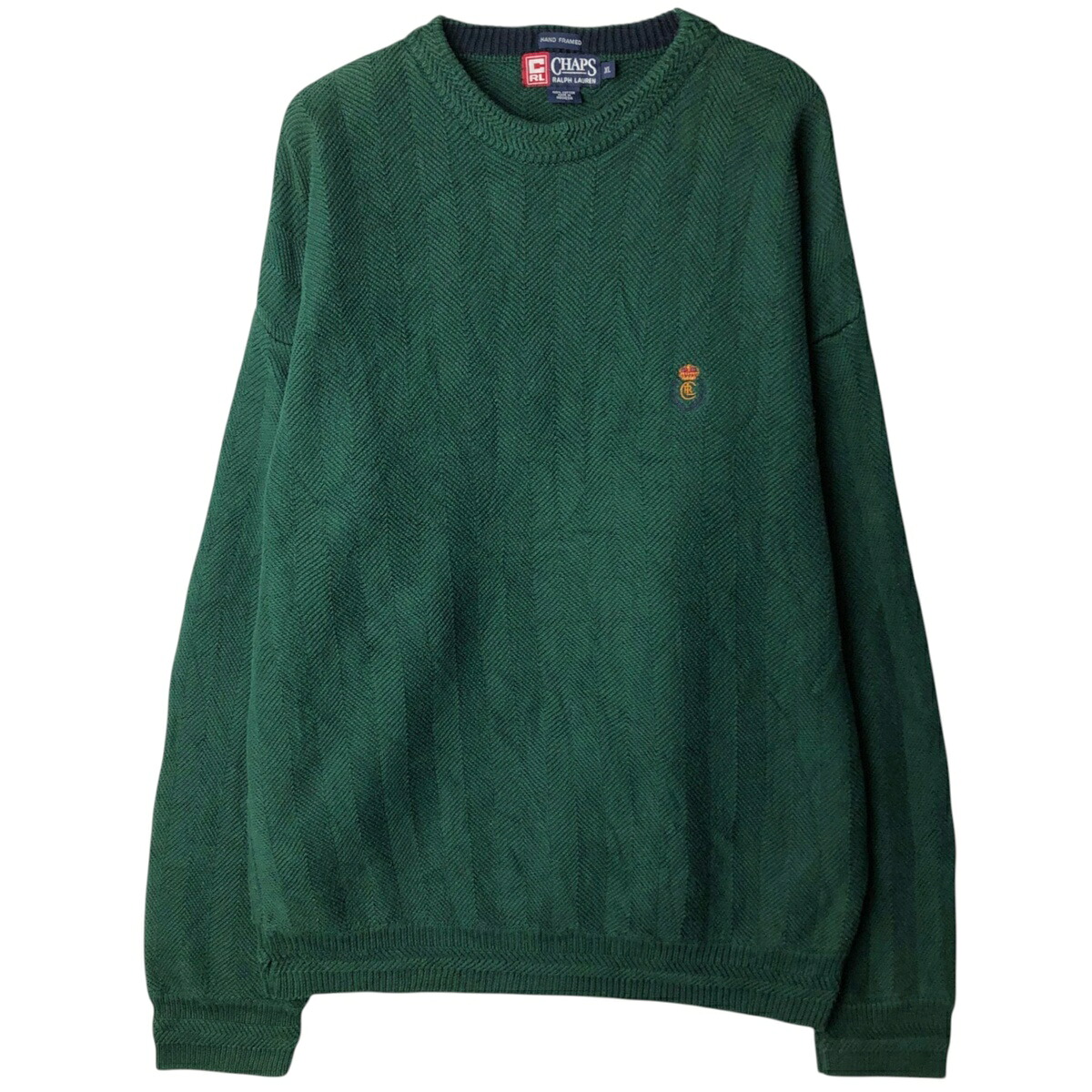 古着 ラルフローレン Ralph Lauren CHAPS チャップス HAND FRAMED ヘリンボーン コットンニットセーター メンズXL相当 /eaa627480 【中古】 【260402】|古着屋JAM