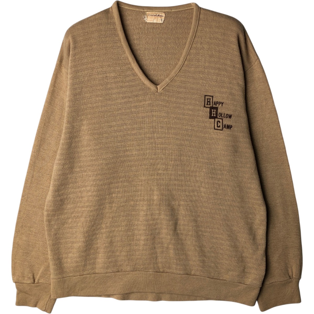 古着 Creslan and Rayon フロッキープリント Vネック レーヨン アクリルニットセーター メンズL相当 Vネック/eaa627488 【中古】 【260409】