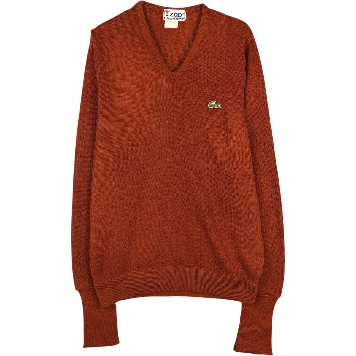 古着 70'S ラコステ LACOSTE IZOD 無地 Vネック ニットセーター メンズS相当 ヴィンテージ /eaa627538 【中古】 【260402】 ブラウン系 秋冬