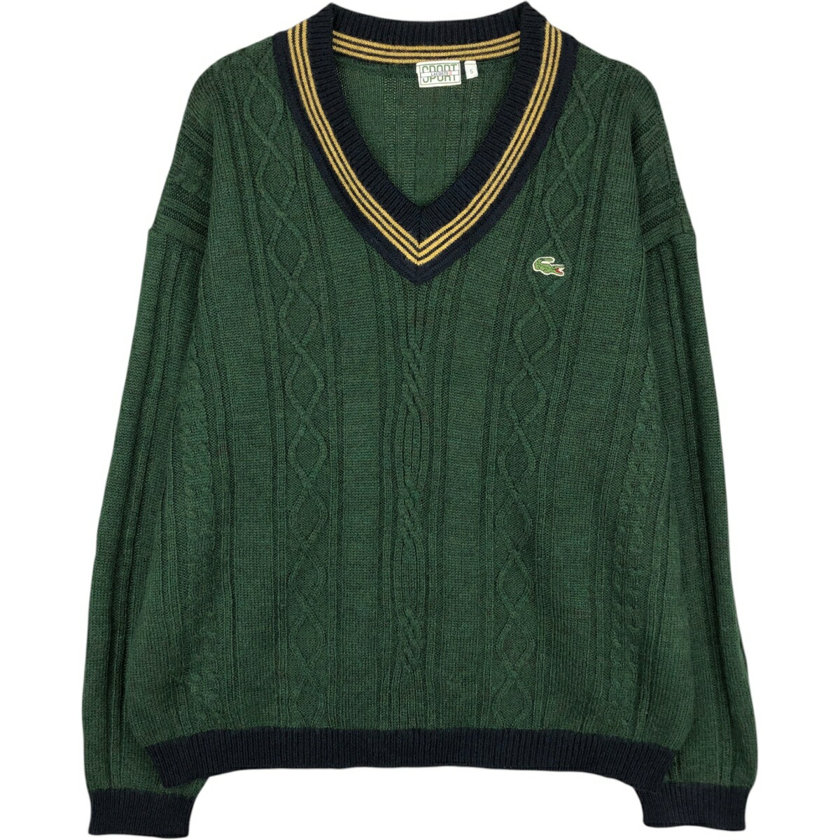 古着 ラコステ LACOSTE LACOSTE SPORT ケーブル編み Vネック アクリルニットセーター 5 メンズL相当 /eaa627551 【中古】 【260403】