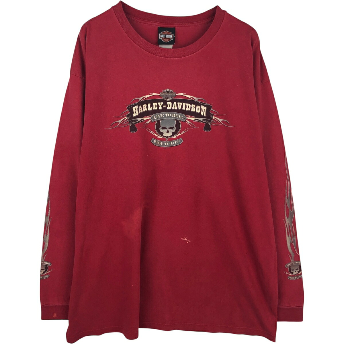 古着 ハーレーダビッドソン Harley-Davidson ドクロ柄 スカル柄 ロングTシャツ ロンT USA製 メンズXXL相当 /eaa627712 【中古】 【260330】 レッド系 春夏秋 9,095円