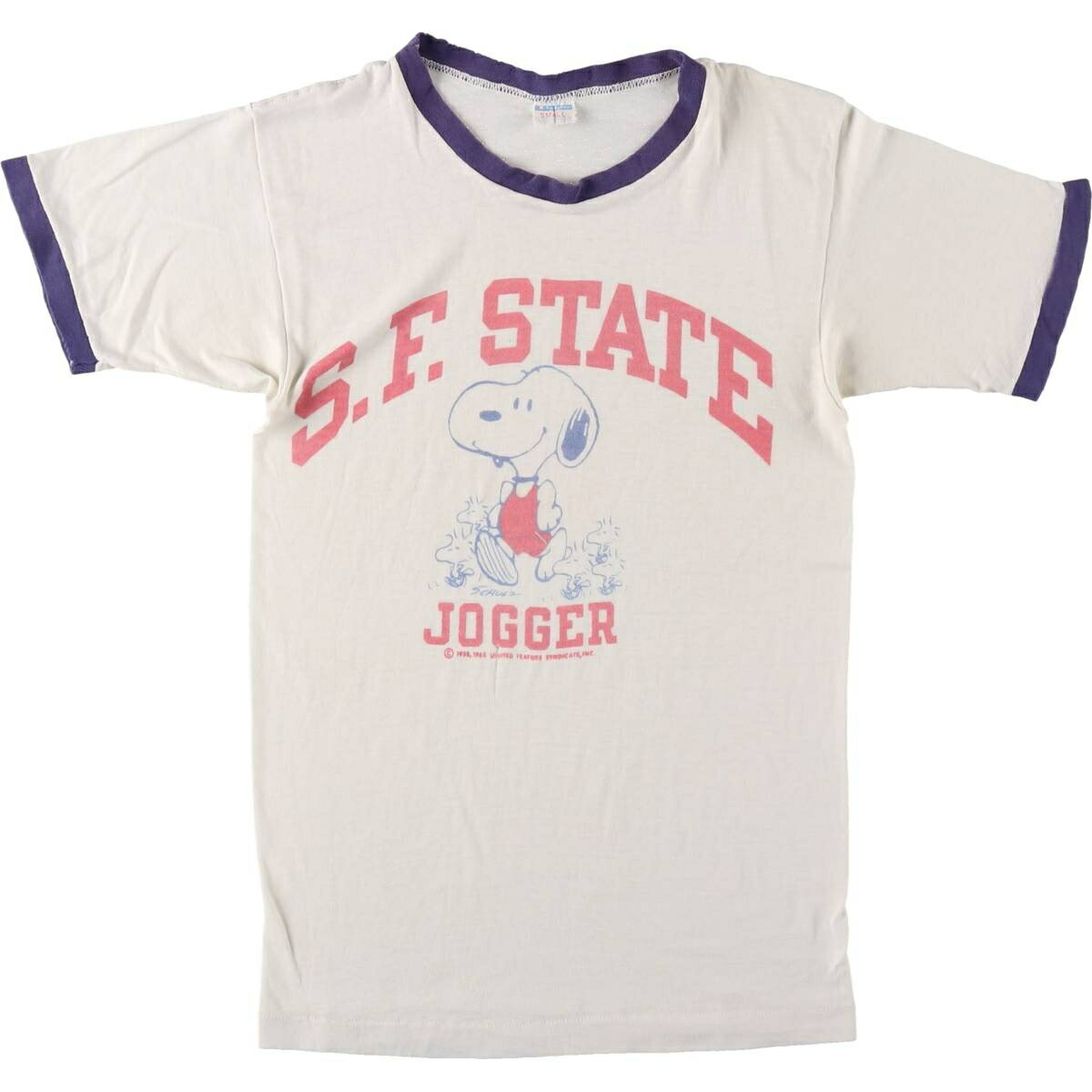 古着 70'S~ チャンピオン Champion バータグ SNOOPY スヌーピー カレッジ リンガーTシャツ レディースS相当 ヴィンテージ /eaa627974 【中古】 【260327】 【Elulu/エルル】 ホワイト系 春夏秋 10,921円