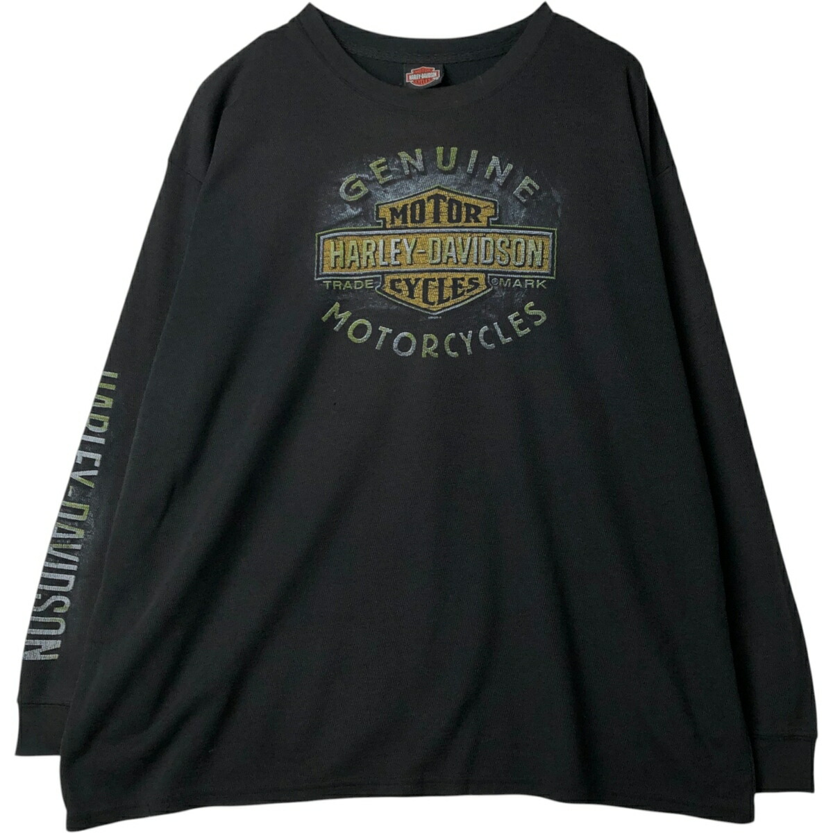 古着 ハーレーダビッドソン Harley-Davidson ドクロ柄 スカル柄 サーマルロンT ハニカム メンズXXL相当 /eaa628275 【中古】 【260329】 ブラック系 春夏秋