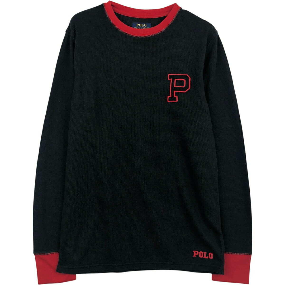 古着 ラルフローレン Ralph Lauren POLO RALPH LAUREN SLEEPWEAR サーマルロンT ハニカム メンズM相当 /eaa628356 【中古】 【260328】 ブラック系 春夏秋