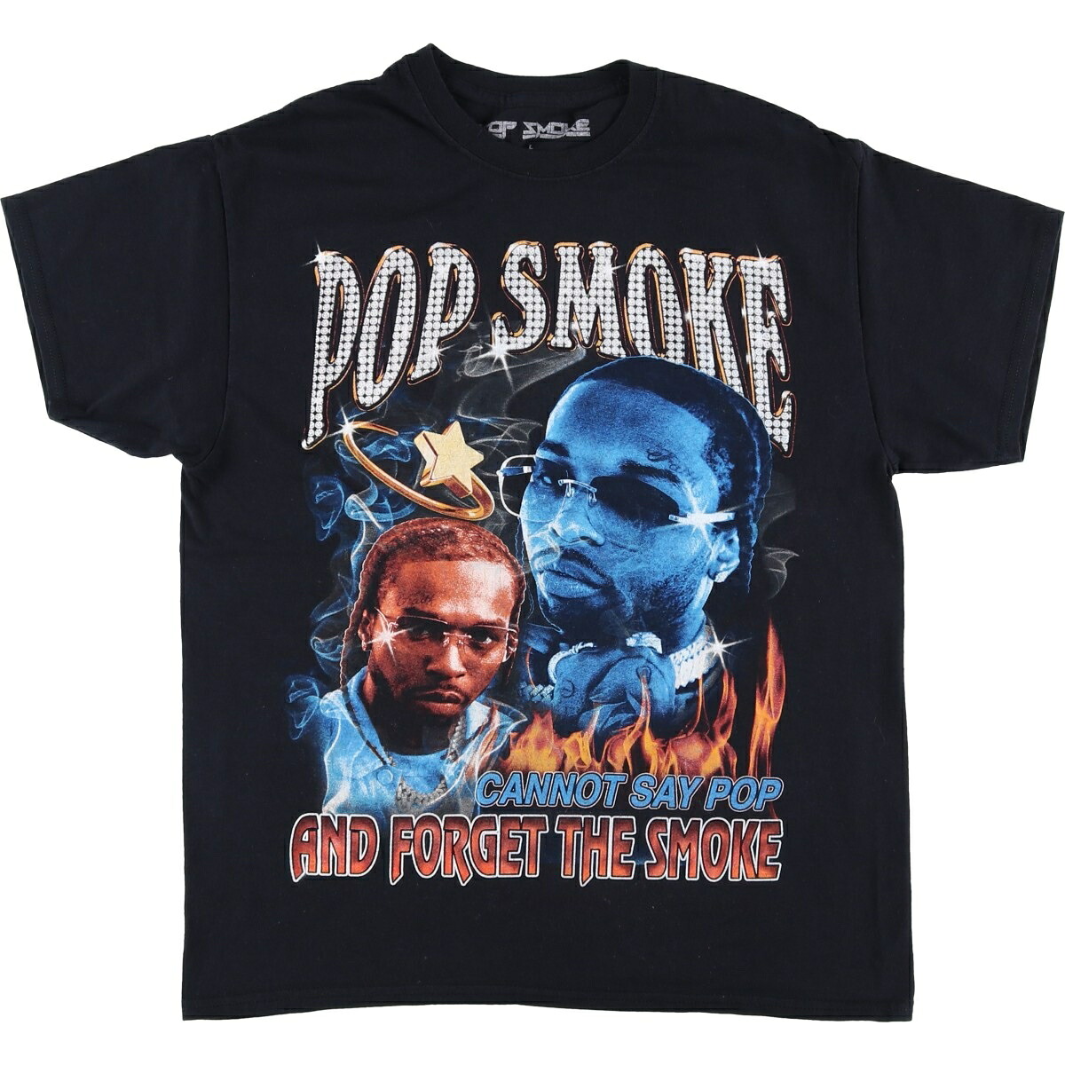 古着 POP SMOKE ポップスモーク ラップTシャツ ラップT メンズL相当 /eaa628393 【中古】 【260327】 ブラック系 春夏秋