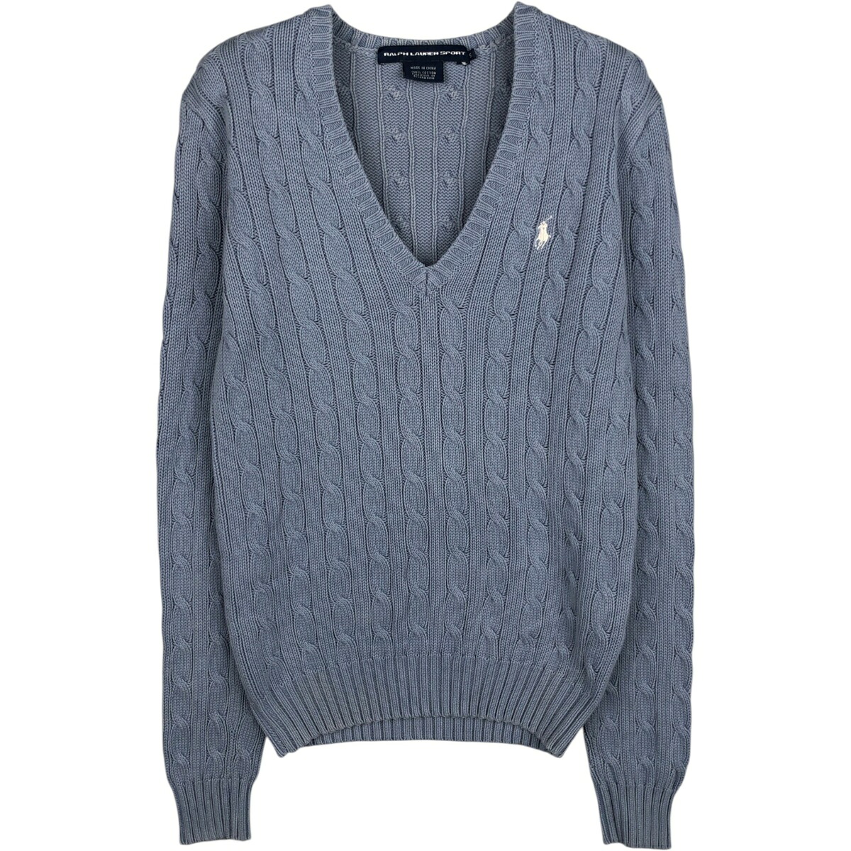 古着 ラルフローレン Ralph Lauren RALPH LAUREN SPORT ケーブル編み Vネック コットンニットセーター レディースS相当 /eaa628705 【中古】 【260330】 【Elulu/エルル】｜古着屋JAM