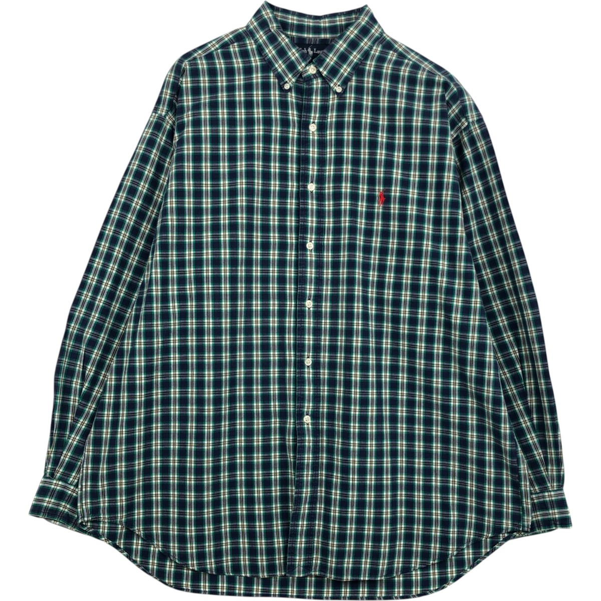 古着 ラルフローレン Ralph Lauren BLAKE 長袖 ボタンダウンチェックシャツ メンズXL相当 /eaa628761 【中古】 【260328】 ネイビー系 春夏秋冬