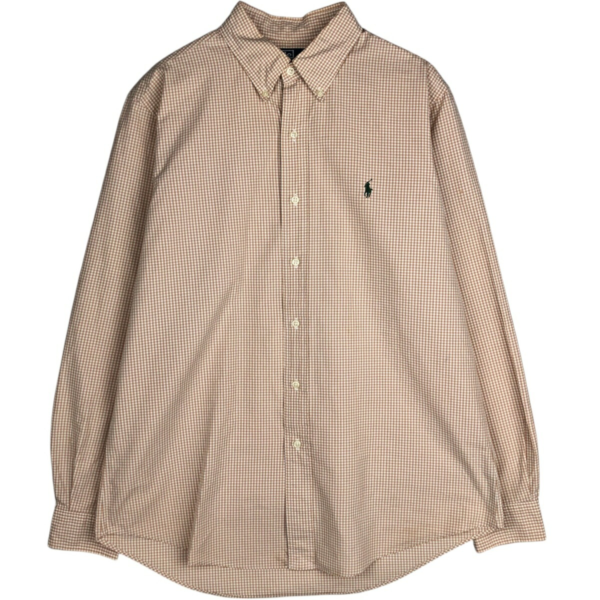 古着 ラルフローレン Ralph Lauren CUSTOM FIT ギンガムチェック 長袖 ボタンダウンチェックシャツ メンズL相当 /eaa629080 【中古】 【260328】 オレンジ系 春夏秋冬