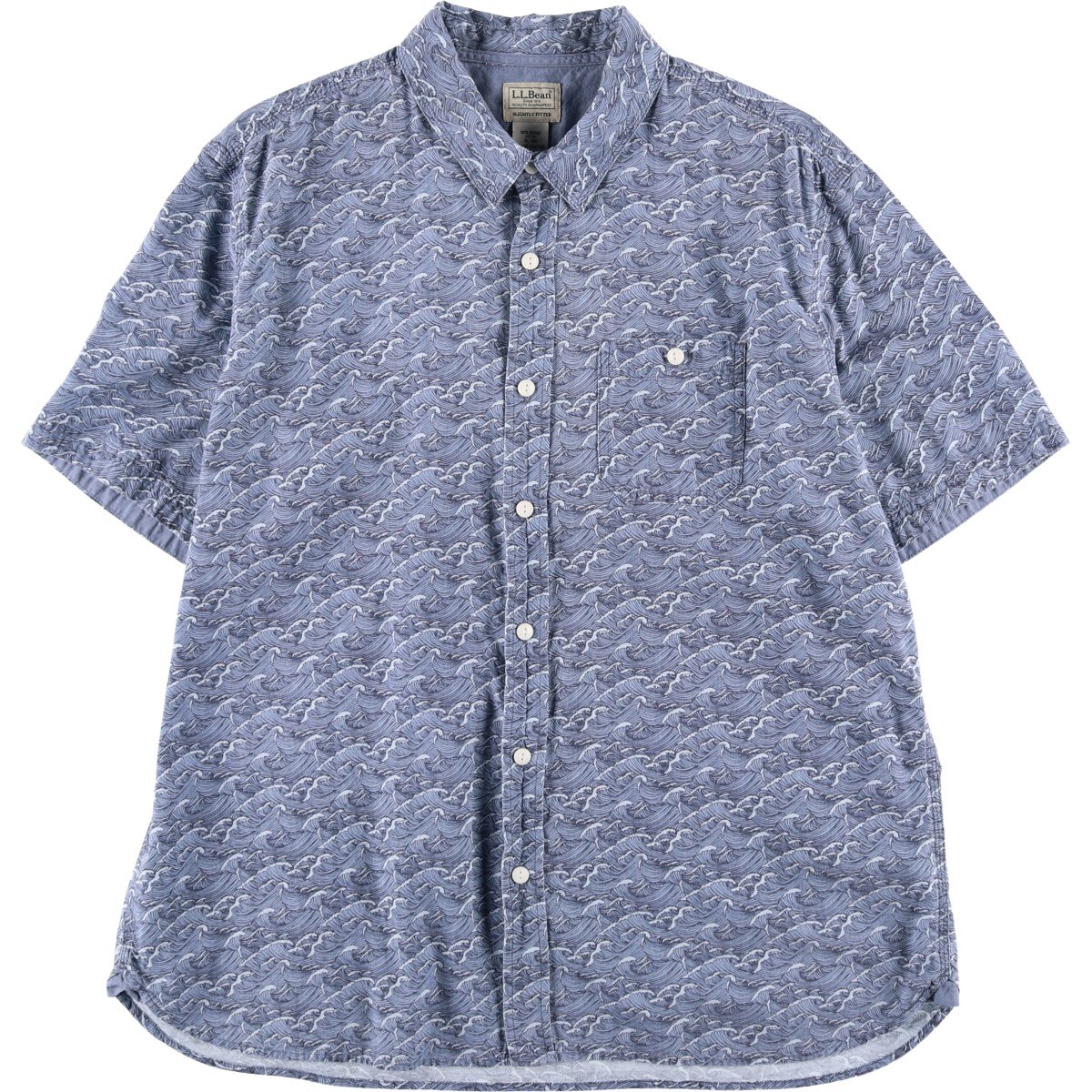 古着 90~00'S エルエルビーン L.L.Bean SLIGHTLY FITTED 総柄 和柄 波柄 半袖 コットンシャツ メンズXL相当 /eaa629202 【中古】 【260329】 【GR-UN-2604】