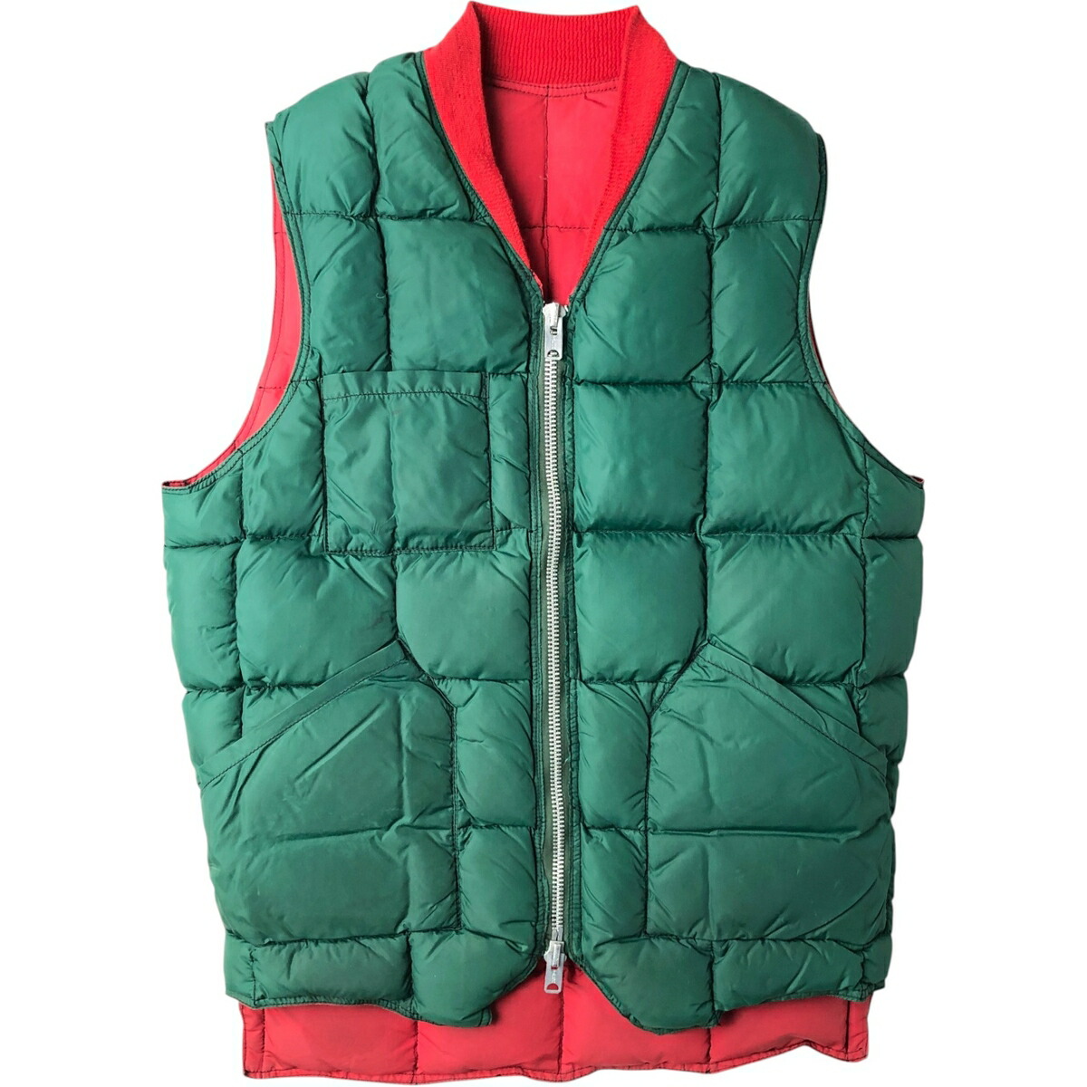古着 中綿入り リバーシブル ダウンベスト メンズL相当 ヴィンテージ /eaa629230 【中古】 【260405】 グリーン系 春秋冬