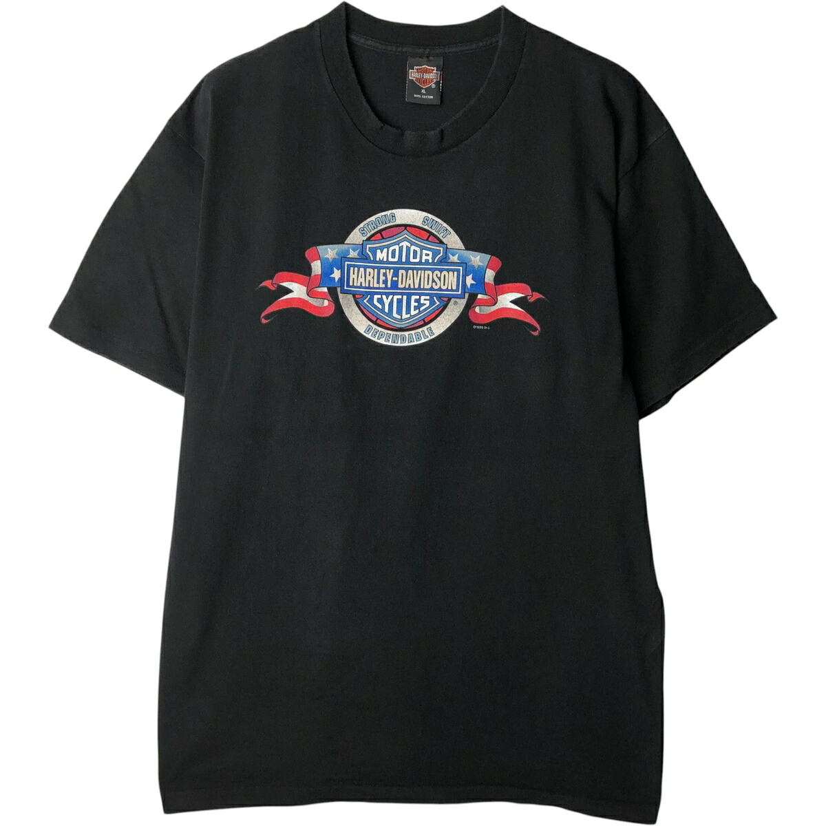 古着 90'S ハーレーダビッドソン Harley-Davidson 星条旗柄 モーターサイクル バイクTシャツ USA製 メンズXL相当 ヴィンテージ /eaa629661 【中古】 【260401】 ブラック系 春夏秋
