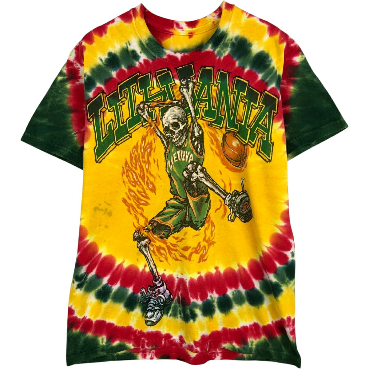 古着 LITHUANIA BASKETBALL タイダイ柄 スポーツプリントTシャツ メンズL相当 /eaa629739 【中古】 【260404】 【GR-UN】｜古着屋JAM
