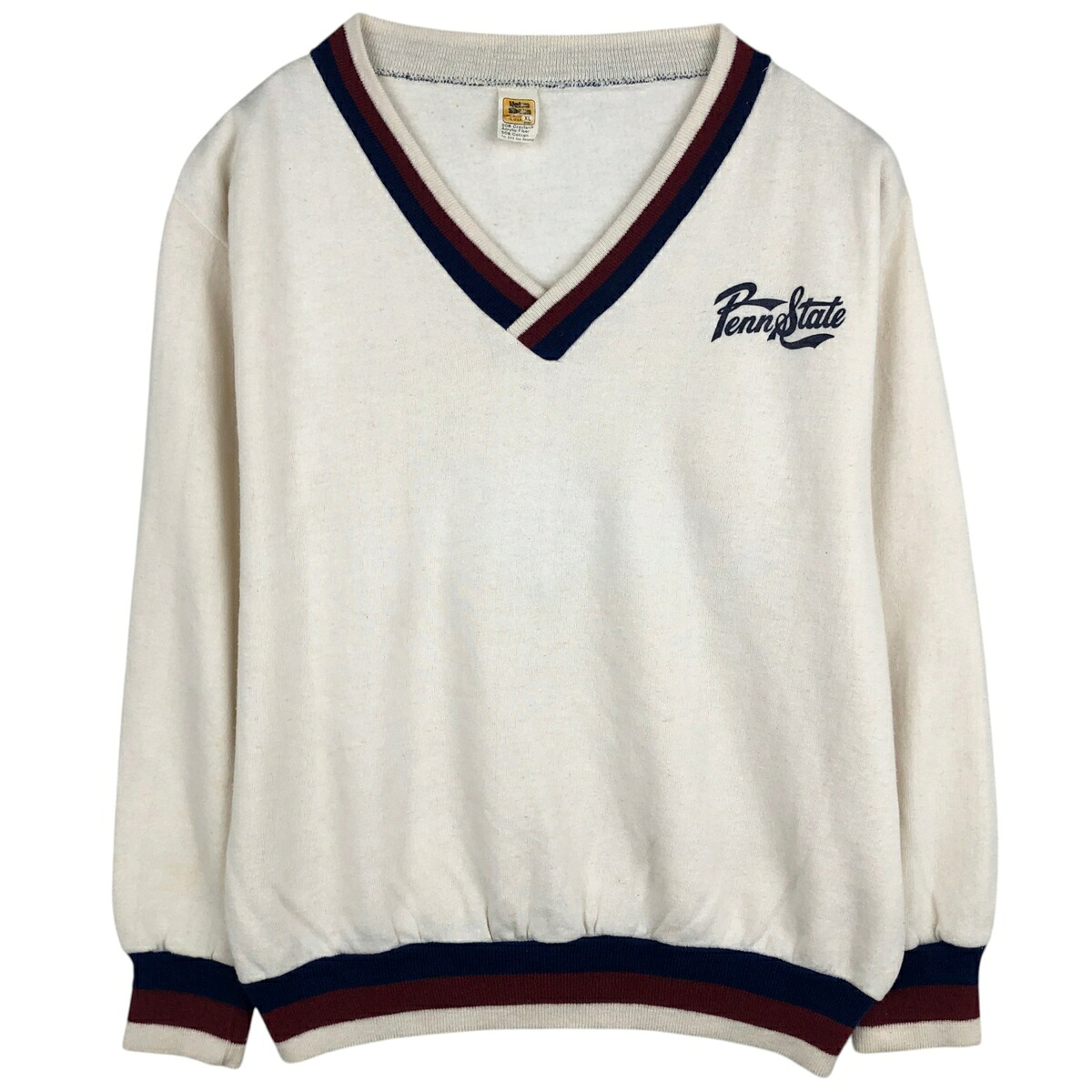古着 80'S ベルバシーン Velva Sheen PENN ペンシルベニア大学 Vネック カレッジスウェットシャツ トレーナー USA製 メンズXL相当 ヴィンテージ /eaa630554 【中古】 【260405】 ホワイト系 春夏秋冬