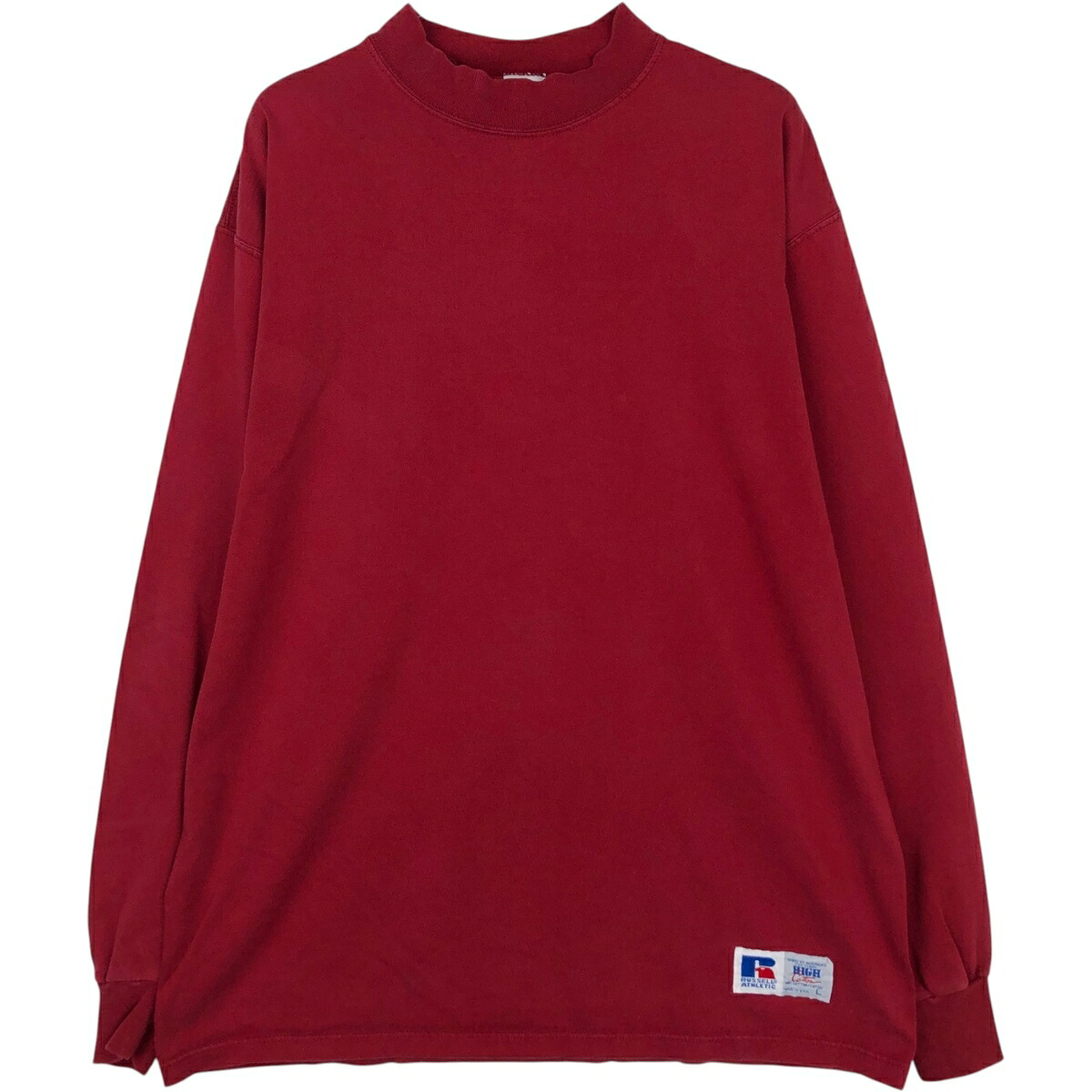 古着 90'S ラッセル Russell モックネック ロングTシャツ ロンT USA製 メンズL相当 ヴィンテージ /eaa630594 【中古】 【260406】 レッド系 春夏秋