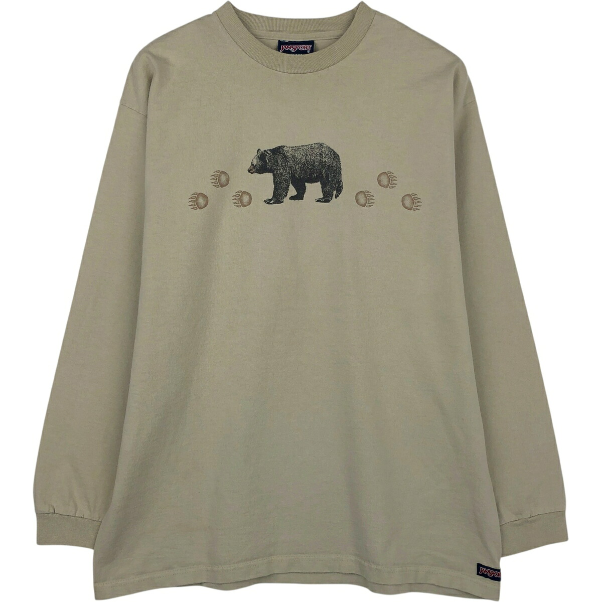 古着 90'S ジャンスポーツ JANSPORT クマ柄 ロングTシャツ ロンT USA製 メンズL相当 ヴィンテージ /eaa630667 【中古】 【260406】 ベージュ系 春夏秋