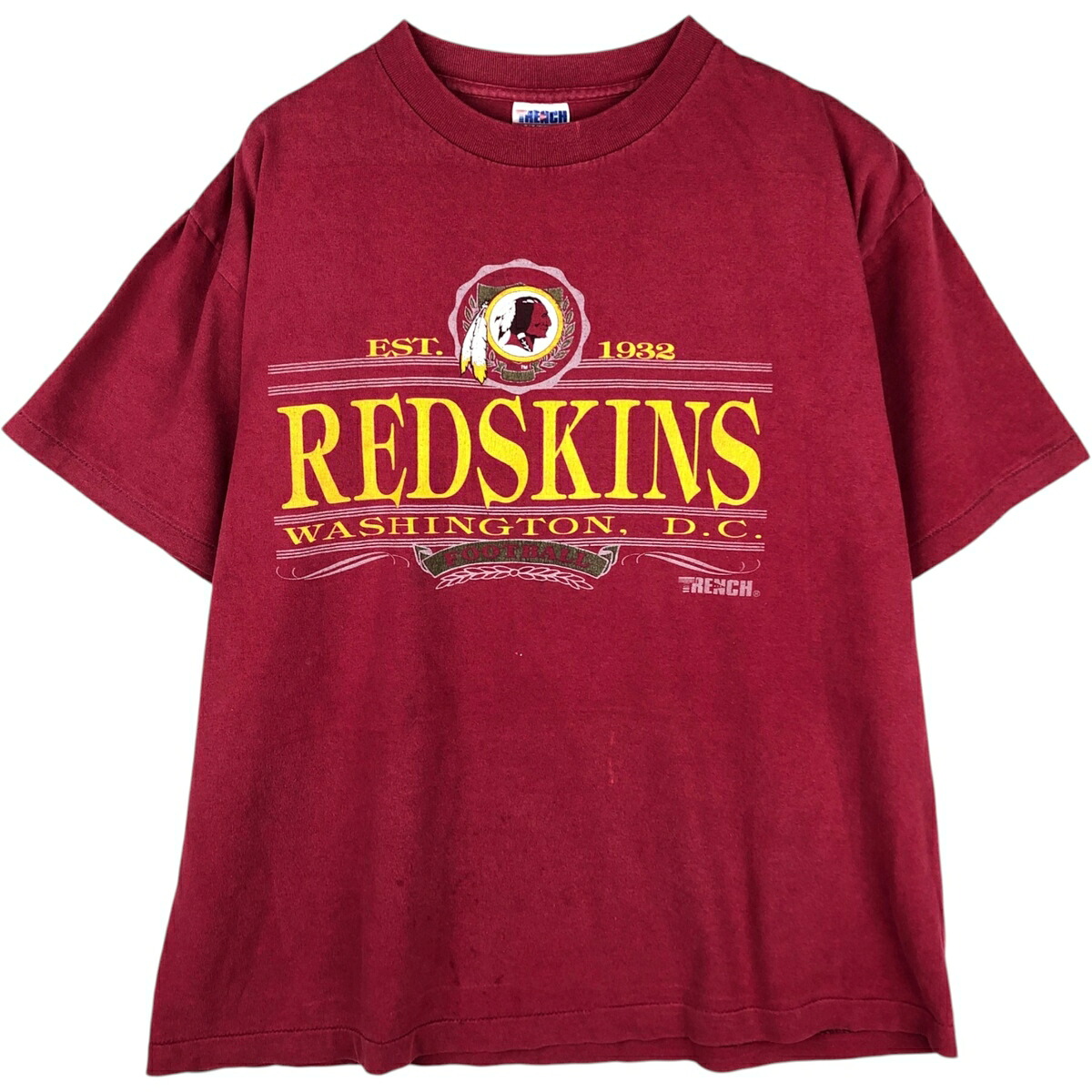 古着 90'S TRENCH NFL WASHINGTON REDSKINS ワシントンレッドスキンズ スポーツプリントTシャツ USA製 メンズXL相当 ヴィンテージ /eaa630801 【中古】 【260404】