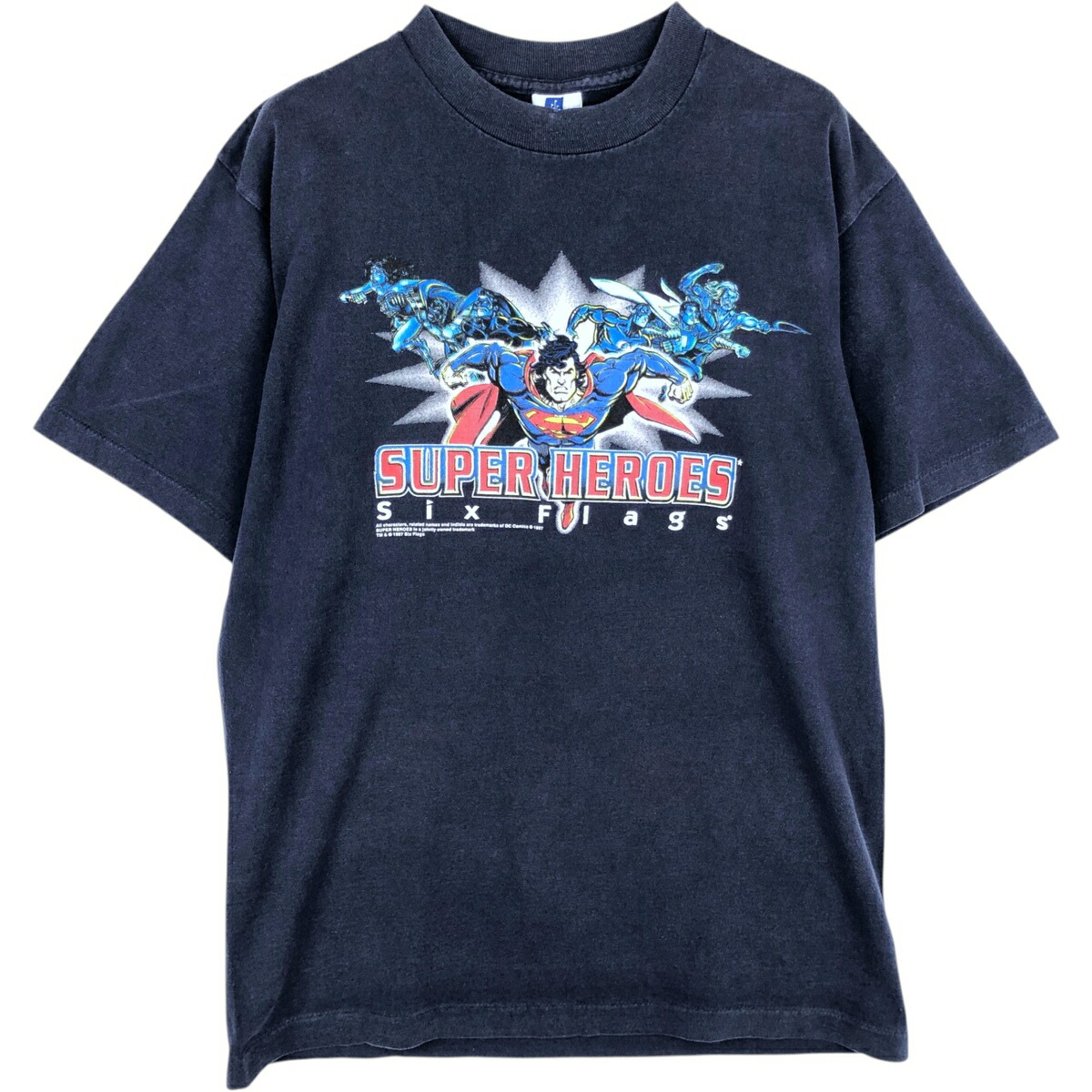 古着 90'S Six Flags SUPERMAN スーパーマン DC SUPER HEROES キャラクタープリントTシャツ USA製 メンズL相当 ヴィンテージ /eaa631546 【中古】 【260408】