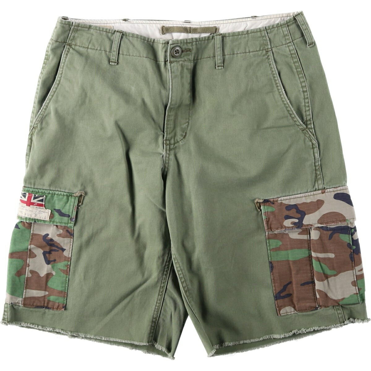 古着 ラルフローレン Ralph Lauren DENIM&SUPPLY デニム&サプライ 星条旗柄 ウッドランドカモ カットオフ カーゴショーツ ハーフパンツ メンズw35相当 /eaa633385 【中古】 【260412】 【GR-UN】