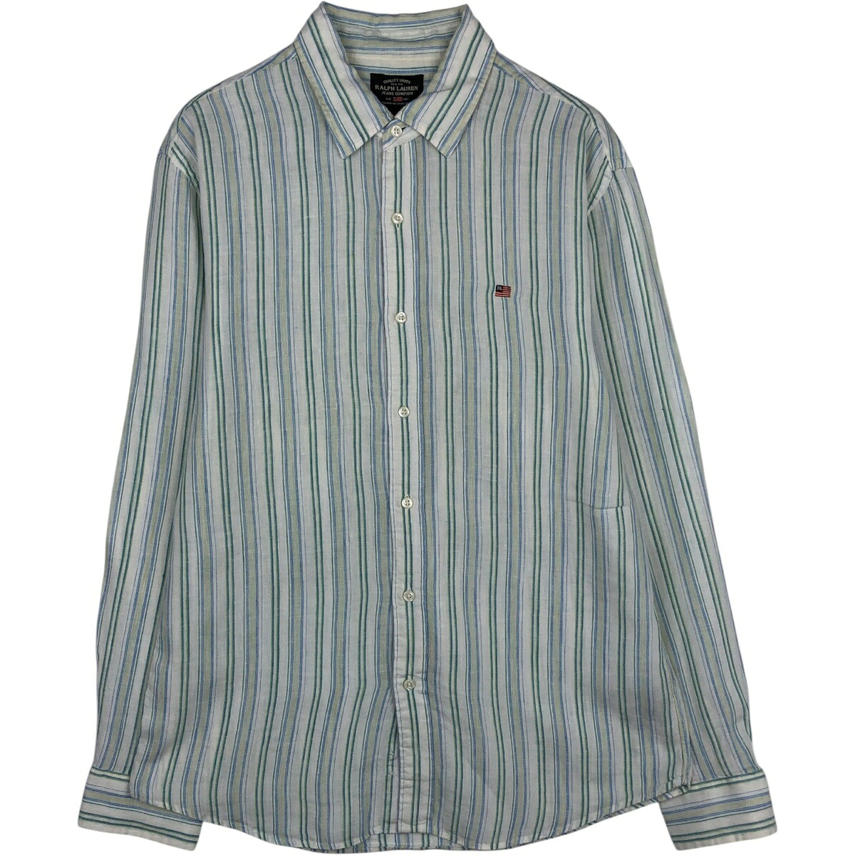 古着 ラルフローレン Ralph Lauren JEANS COMPANY ストライプ柄 長袖 リネン ボタンダウンシャツ メンズL相当 /eaa633558 【中古】 【260412】