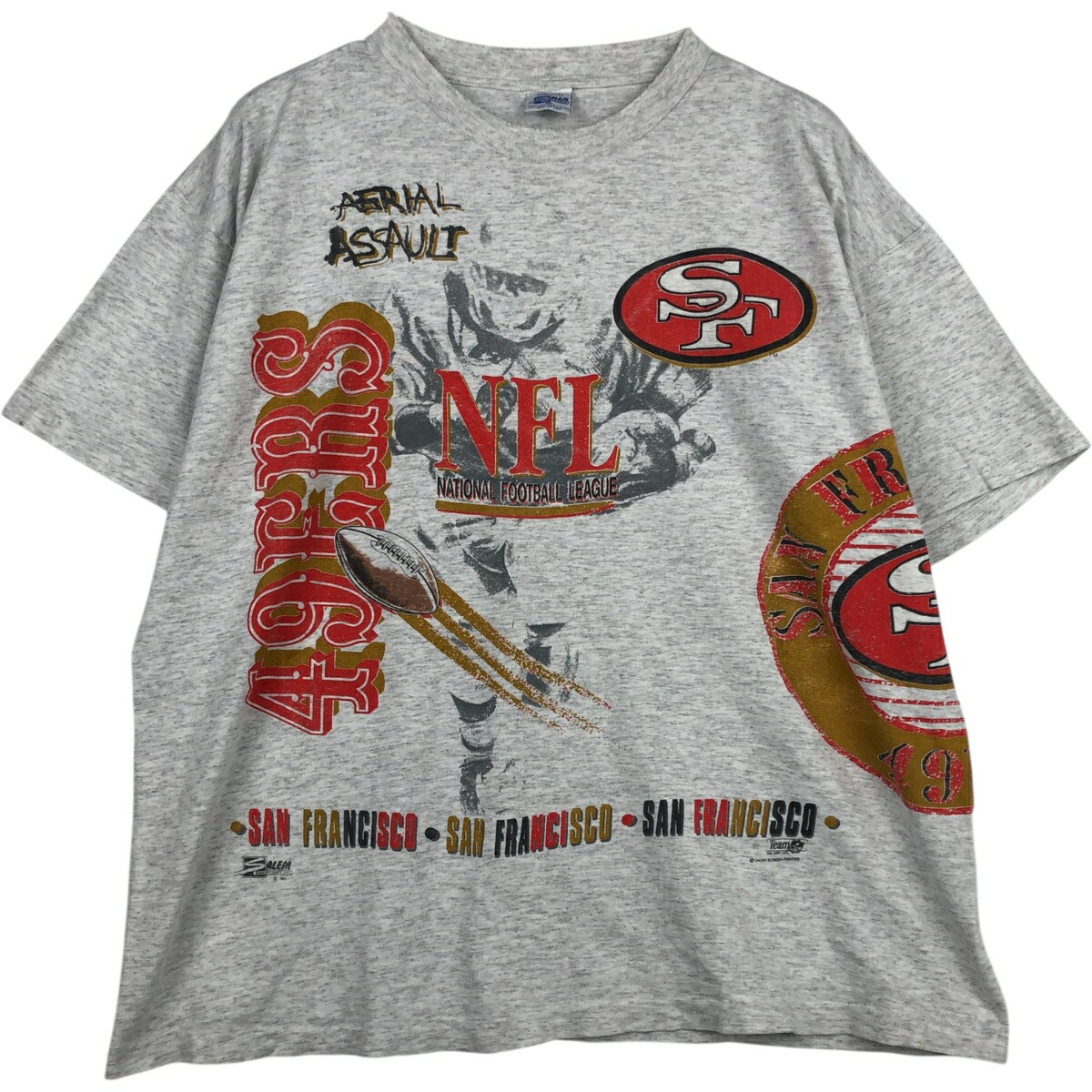古着 90'S SALEM NFL SAN FRANCISCO 49ERS サンフランシスコ フォーティーナイナーズ 大判プリント スポーツプリントTシャツ USA製 メンズXL相当 ヴィンテージ /eaa633611 【中古】 【260413】