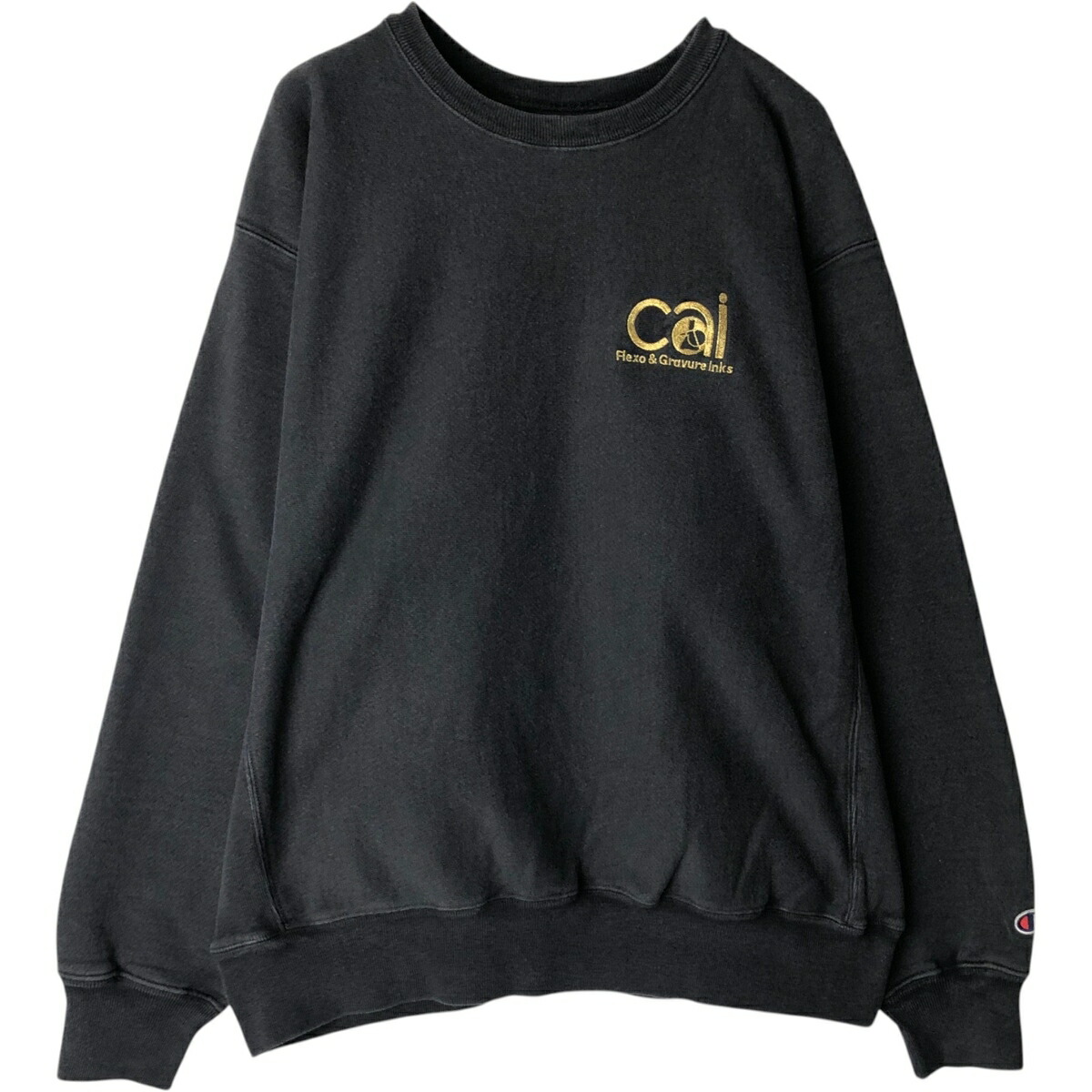 古着 00'S チャンピオン Champion PREMIUM REVERSE WEAVE プレミアムリバースウィーブ CAI アドバタイジング スウェットシャツ トレーナー メンズL相当 /eaa633731 【中古】 【260412】 ブラック系 春夏秋冬