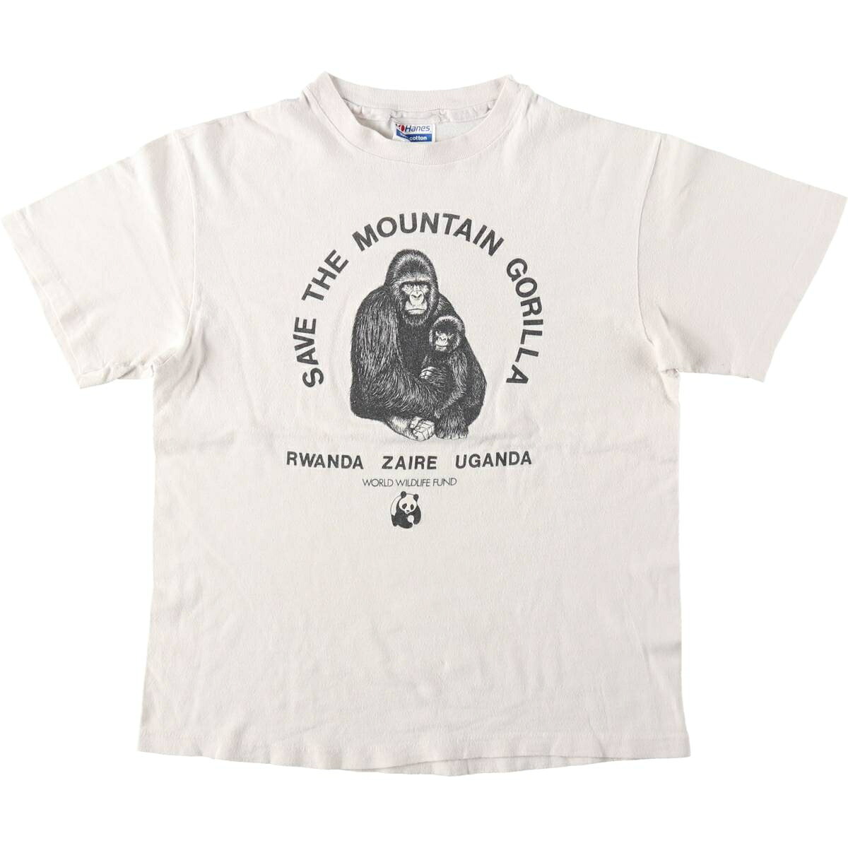 古着 80'S ヘインズ Hanes 100% COTTON 青タグ ゴリラ柄 アニマルTシャツ USA製 レディースM相当 ヴィンテージ /eaa635578 【中古】 【260420】 【ADEL/アデル】