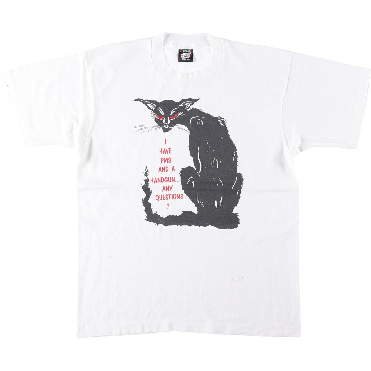 古着 90'S スクリーンスターズ SCREEN STARS BEST ネコ柄 メッセージプリントTシャツ USA製 レディースL相当 ヴィンテージ /eaa635583 【中古】 【260419】 【Elulu/エルル】