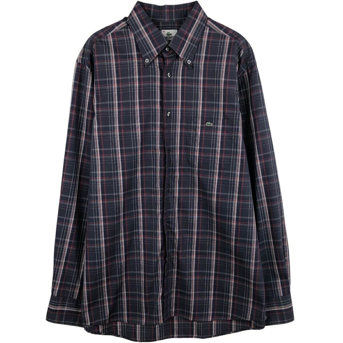 古着 ラコステ LACOSTE 長袖 ボタンダウンチェックシャツ メンズL相当 /eaa636011 【中古】 【260420】 ネイビー系 春夏秋冬