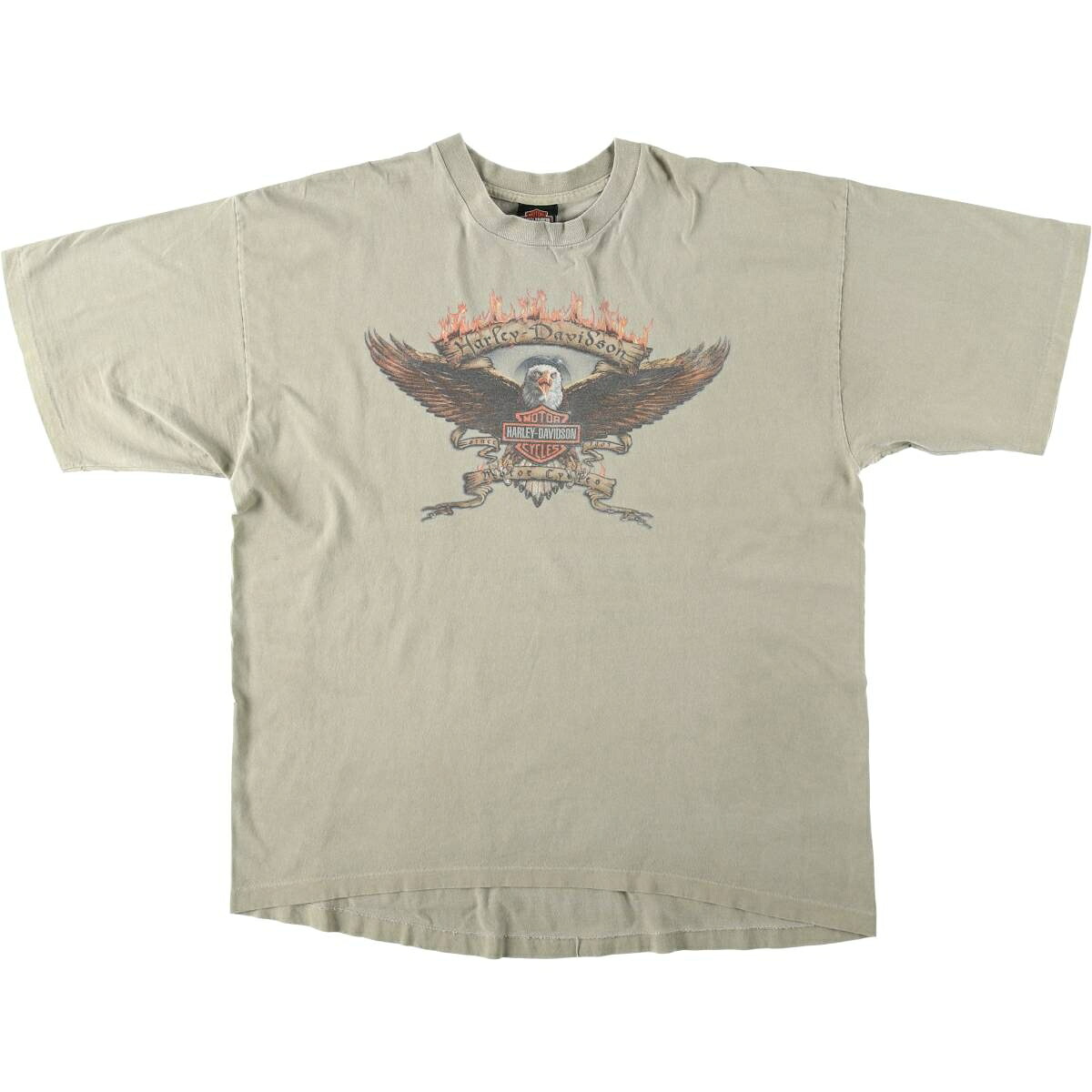 古着 00'S ハーレーダビッドソン Harley-Davidson ファイヤーパターン 鷲柄 イーグル柄 モーターサイクル バイクTシャツ USA製 メンズXL相当 /eaa637058 【中古】 【260420】