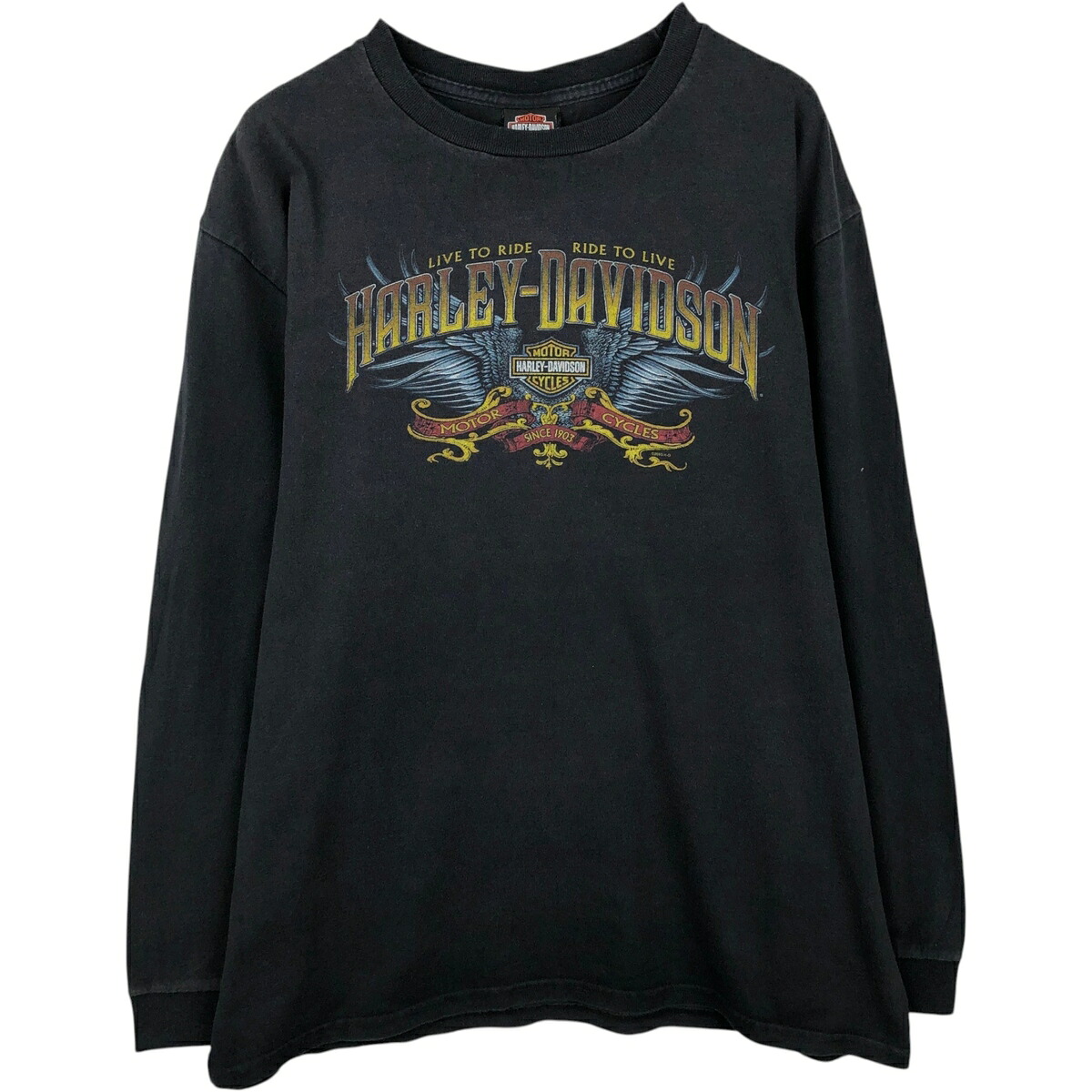 古着 00'S ハーレーダビッドソン Harley-Davidson モーターサイクル ロングTシャツ ロンT メンズXL相当 /eaa638074 【中古】 【260424】 ブラック系 春夏秋｜古着屋JAM