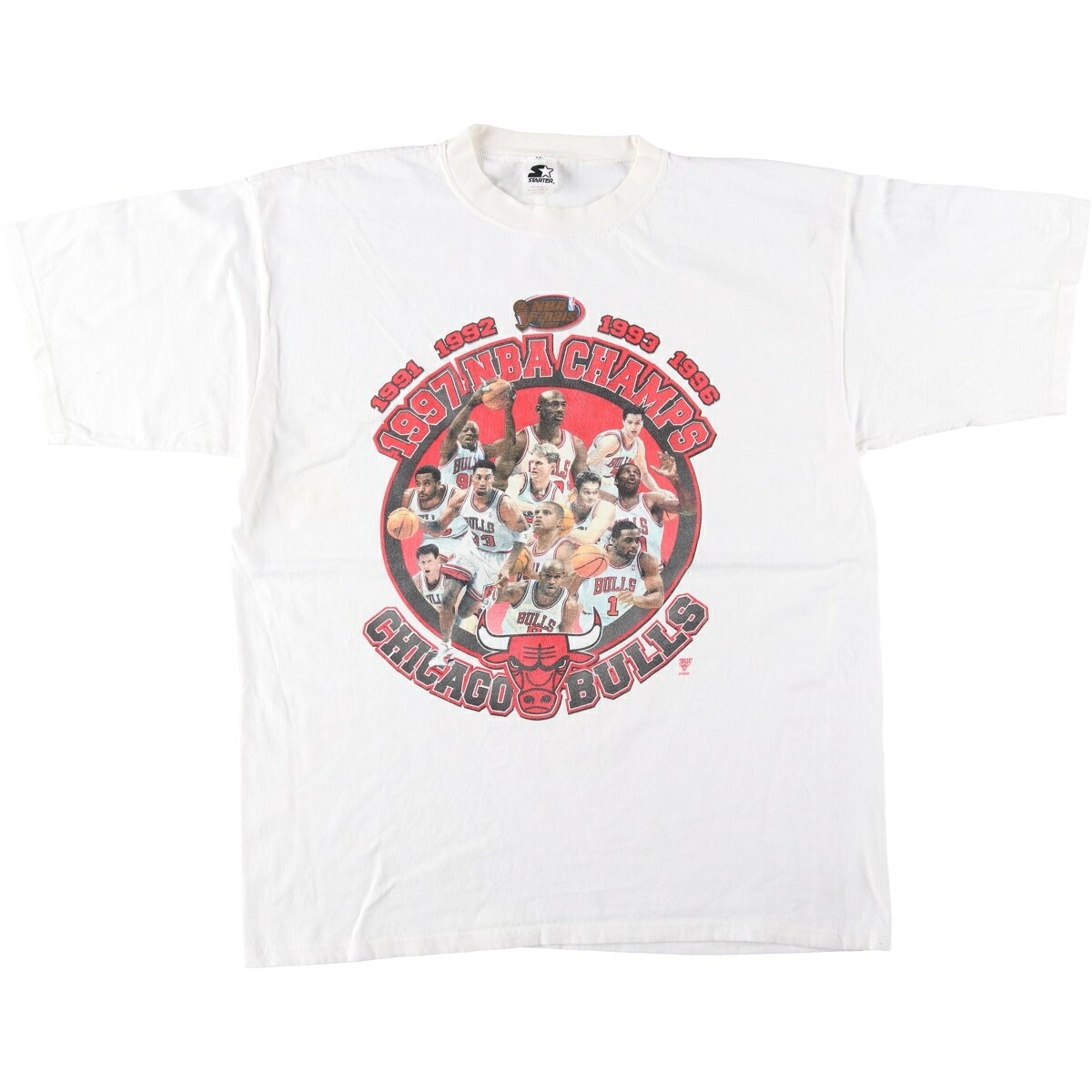 古着 90'S スターター Starter NBA CHICAGO BULLS シカゴ ブルズ スポーツプリントTシャツ USA製 メンズL相当 ヴィンテージ /eaa638456 【中古】 【260503】｜古着屋JAM