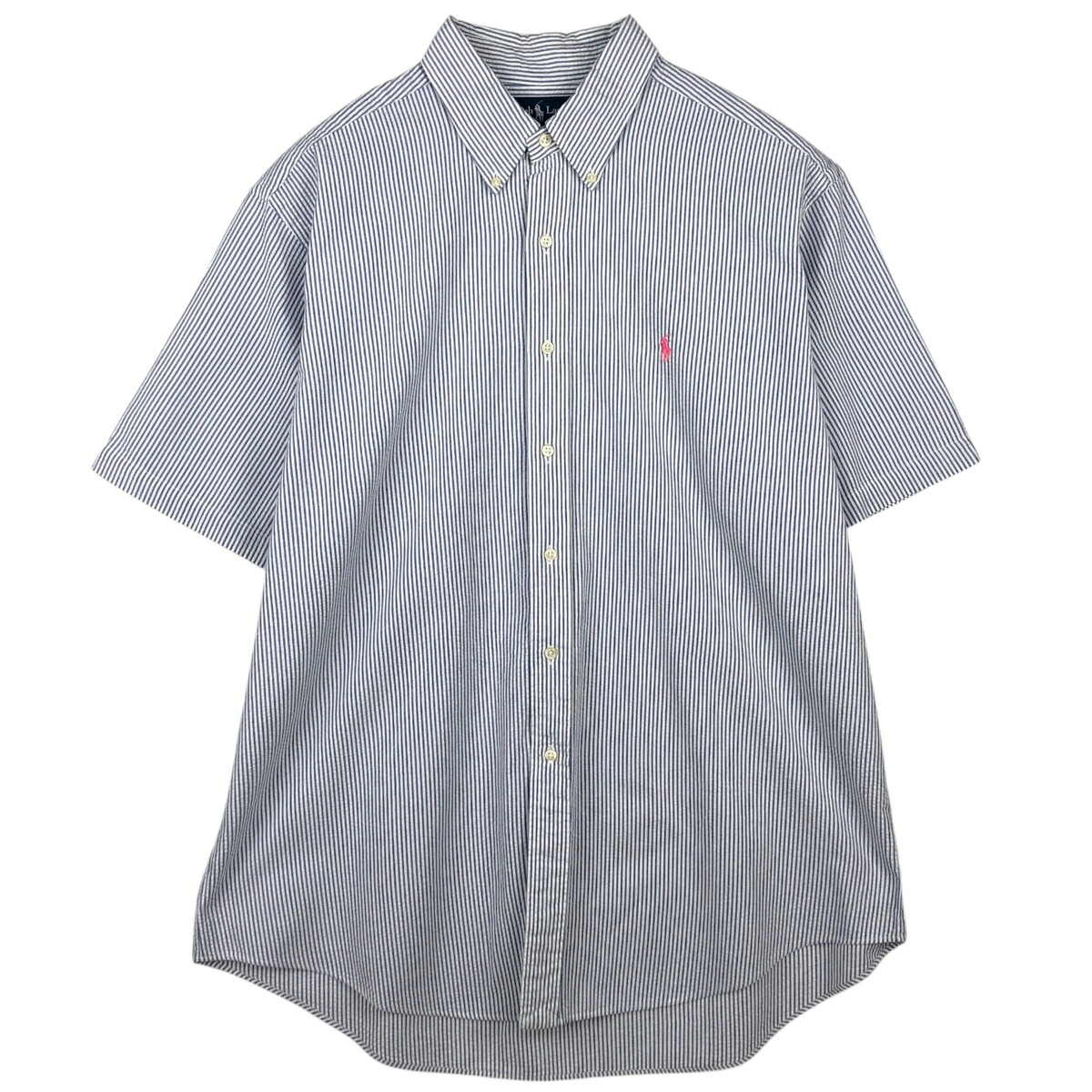 古着 ラルフローレン Ralph Lauren CLASSIC FIT シアサッカー 半袖 ボタンダウン ストライプシャツ メンズXL相当 /eaa641200 【中古】 【260508】｜古着屋JAM