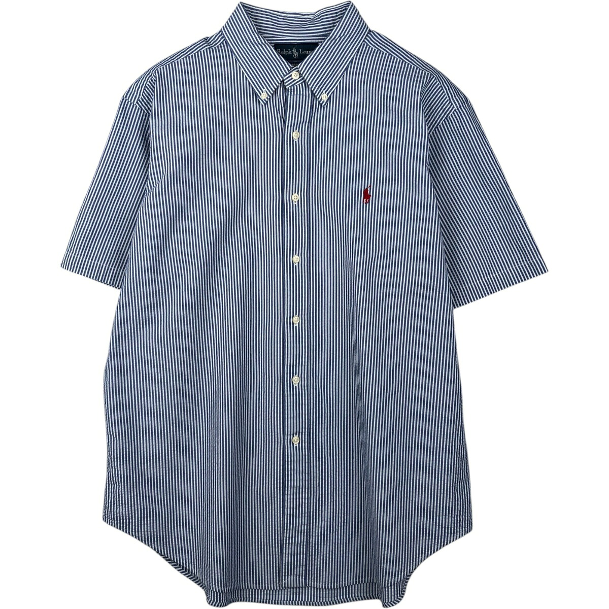 古着 ラルフローレン Ralph Lauren CLASSIC FIT クラシックフィット シアサッカー 半袖 ボタンダウン ストライプシャツ メンズXL相当 /eaa643909 【中古】 【260513】｜古着屋JAM