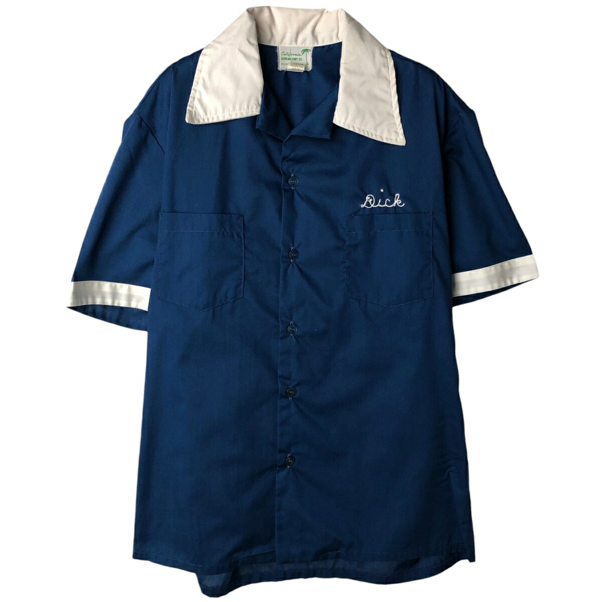 Cat Street ボウリングシャツ ダークブルー 古着 California BOWLING SHIRT CO. オープンカラー 半袖 ボウリング