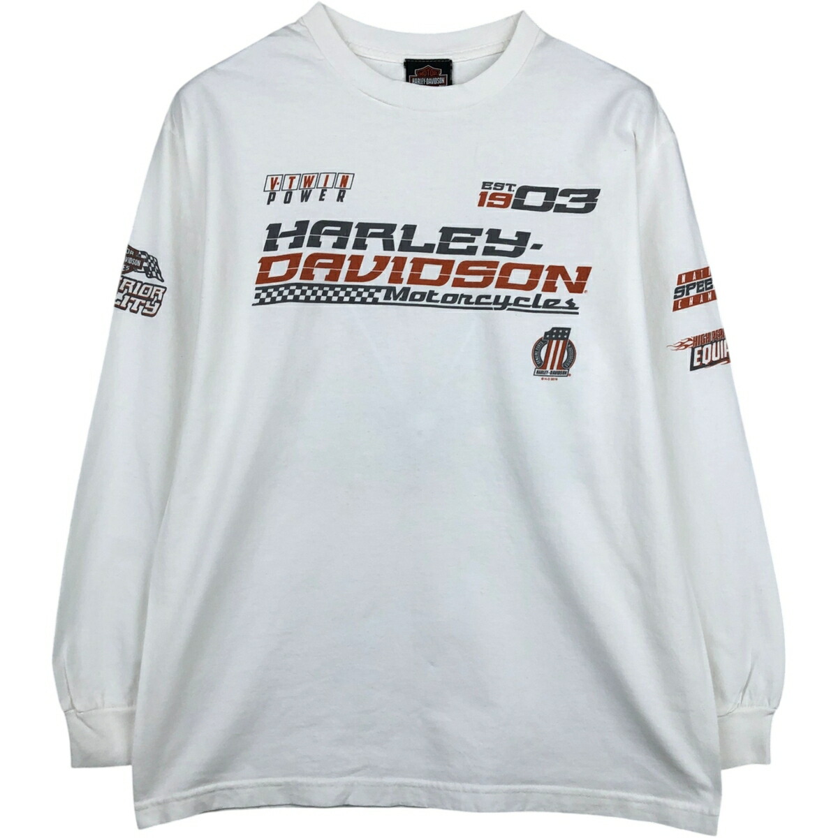 古着 ハーレーダビッドソン Harley-Davidson モーターサイクル 星条旗柄 ロングTシャツ ロンT メンズM相当 /eaa646028 【中古】 【260517】 ホワイト系 春夏秋｜古着屋JAM