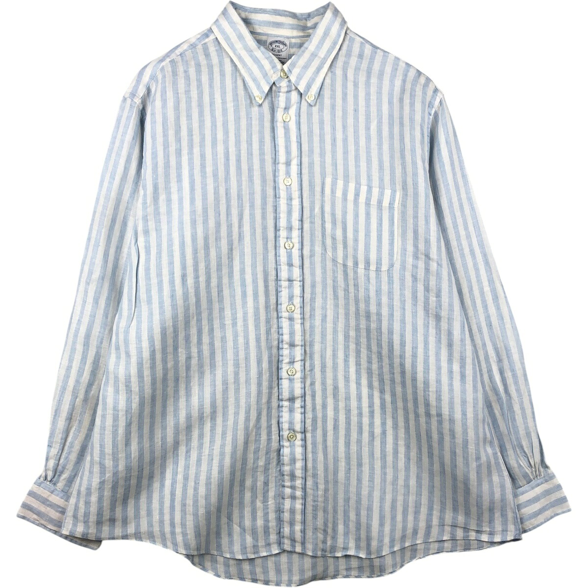 古着 ブルックスブラザーズ Brooks Brothers Est.1818 REGENT ストライプ柄 長袖 リネン ボタンダウンシャツ メンズXXL相当 /eaa647014 【中古】 【260518】｜古着屋JAM