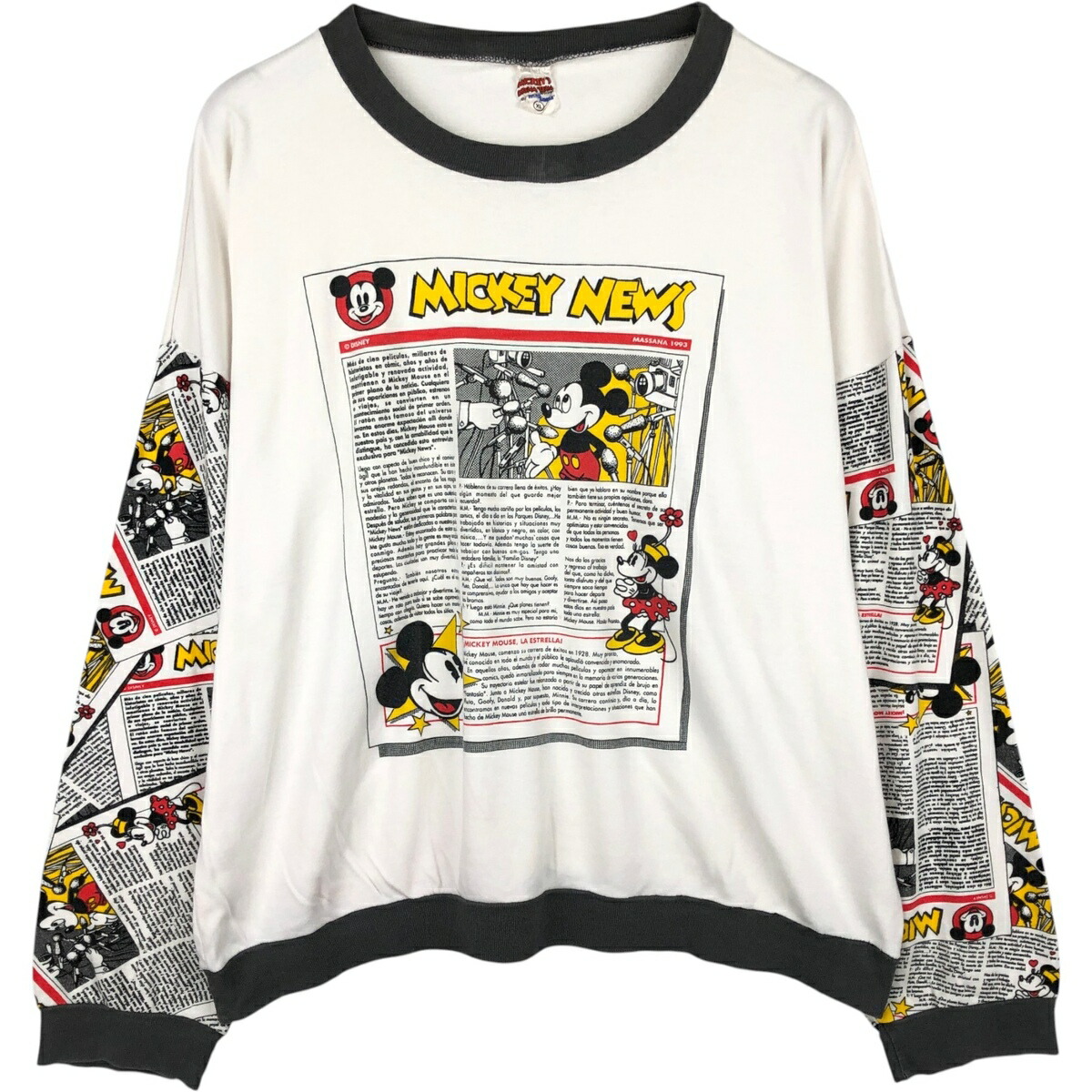 古着 90'S MICKEY'S DREAM TEAM MICKEY MOUSE ミッキーマウス キャラクタープリントロングTシャツ ロンT メンズXL相当 ヴィンテージ /eaa649015 【中古】 【260619】｜古着屋JAM