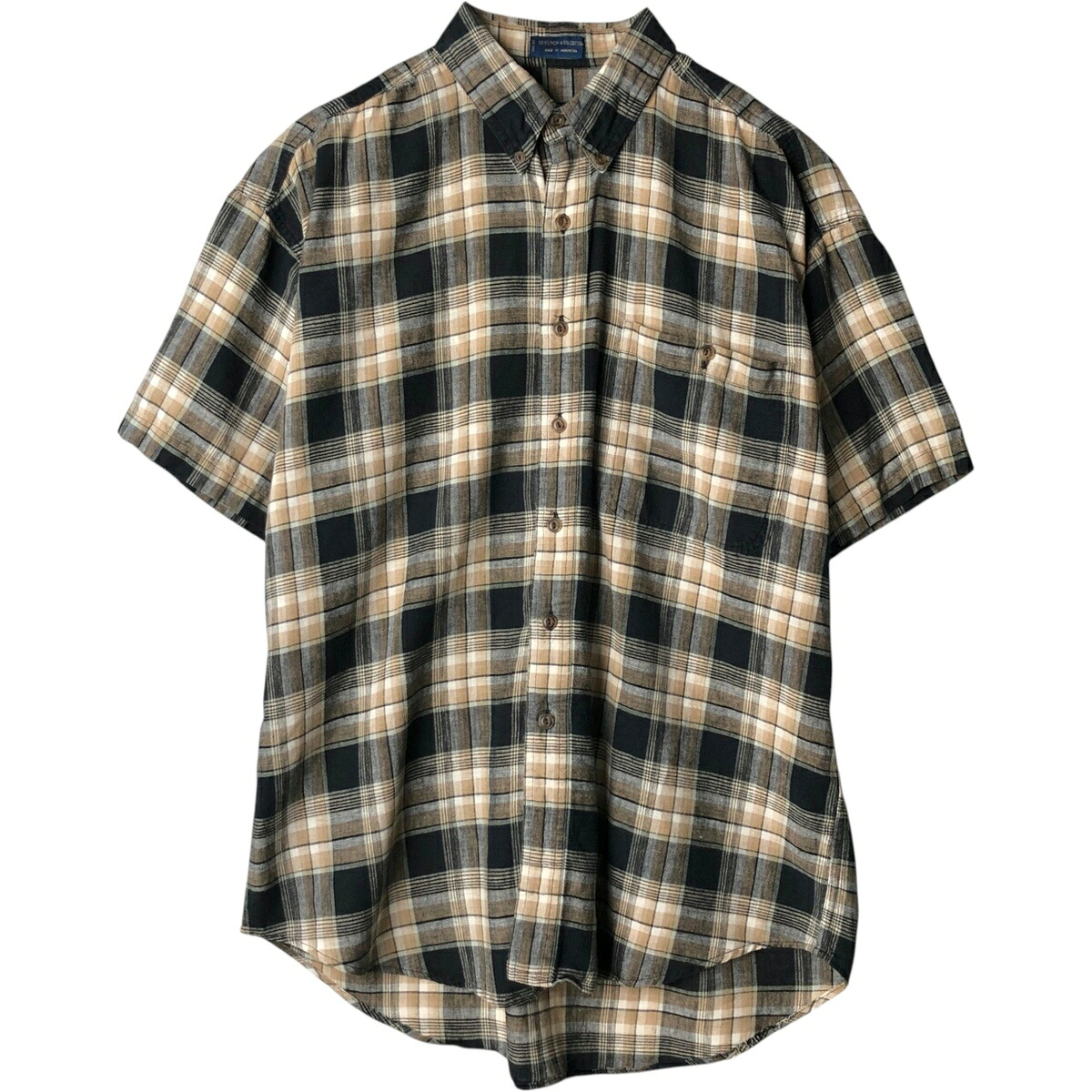 古着 80'S ラルフローレン Ralph Lauren CHAPS チャップス チェック柄 半袖 リネン&times;コットン ボタンダウンシャツ L メンズL相当 ヴィンテージ /eaa649200 【中古】 【260608】｜古着屋JAM