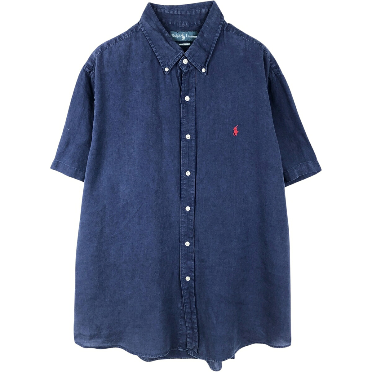 古着 ラルフローレン Ralph Lauren CUSTOM FIT 半袖 リネン ボタンダウンシャツ メンズXL相当 /eaa654314 【中古】 【260627】｜古着屋JAM