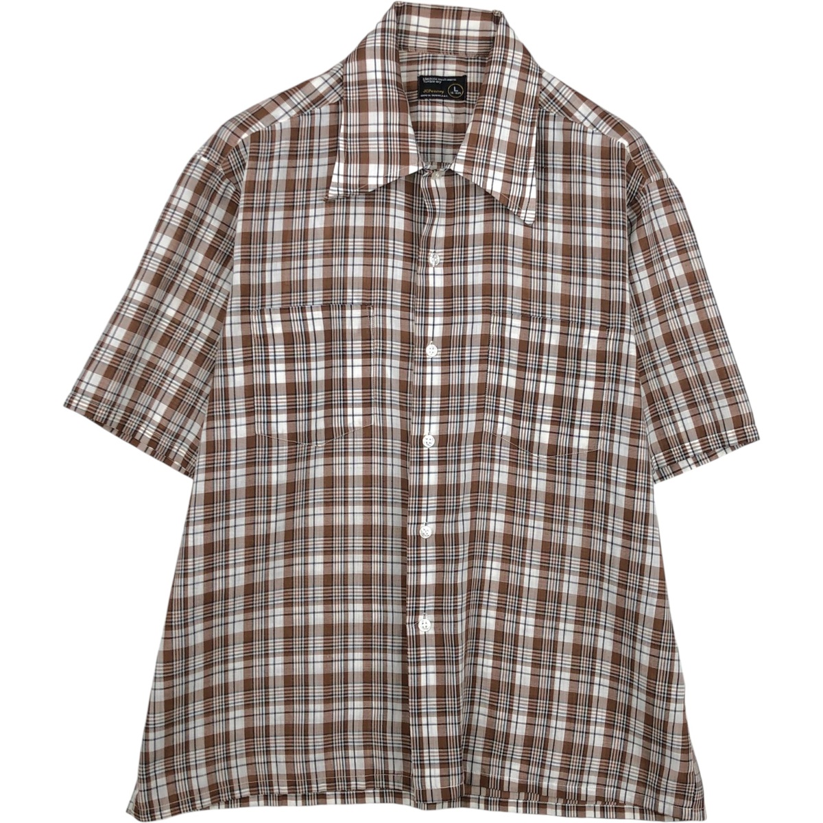 古着 70~80'S ジェイシーペニー J.C.Penney 半袖 チェックシャツ ボックスシャツ メンズL相当 ヴィンテージ /eaa655962 【中古】 【260704】｜古着屋JAM