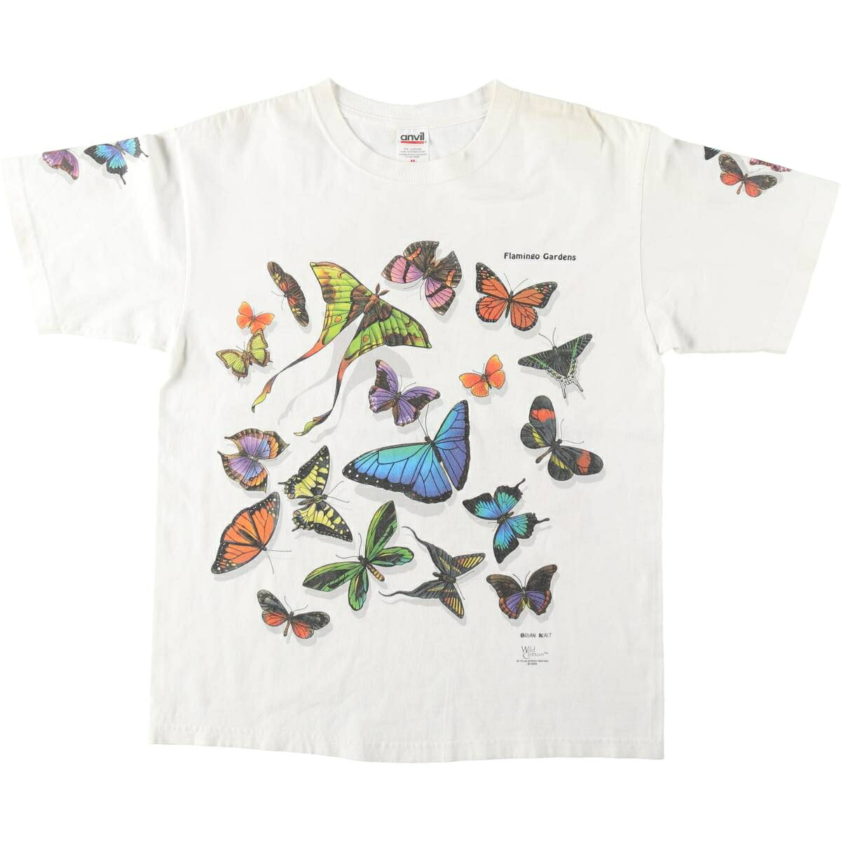 古着 00'S アンビル Anvil チョウ柄 アニマルTシャツ レディースM相当 /eaa660513 【中古】 【260719】 【ADEL/アデル】｜古着屋JAM