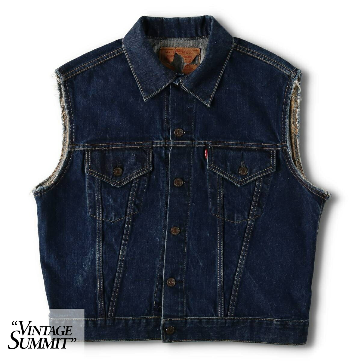 古着 60'S リーバイス Levi's 70505 BIG E ビッグE カットオフ デニムベスト デカパッチ USA製 メンズM相当 ヴィンテージ /eva004023 【中古】 【260701】 【N2607】 ブルー系 春秋冬｜古着屋JAM