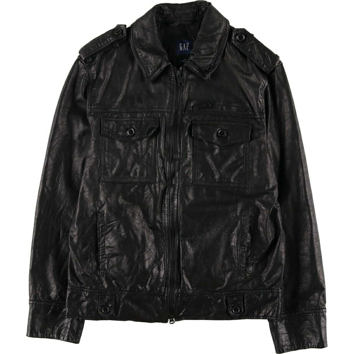 楽天市場】90s OLD GAP オールド ギャップ 短丈 レザージャケット 黒 L