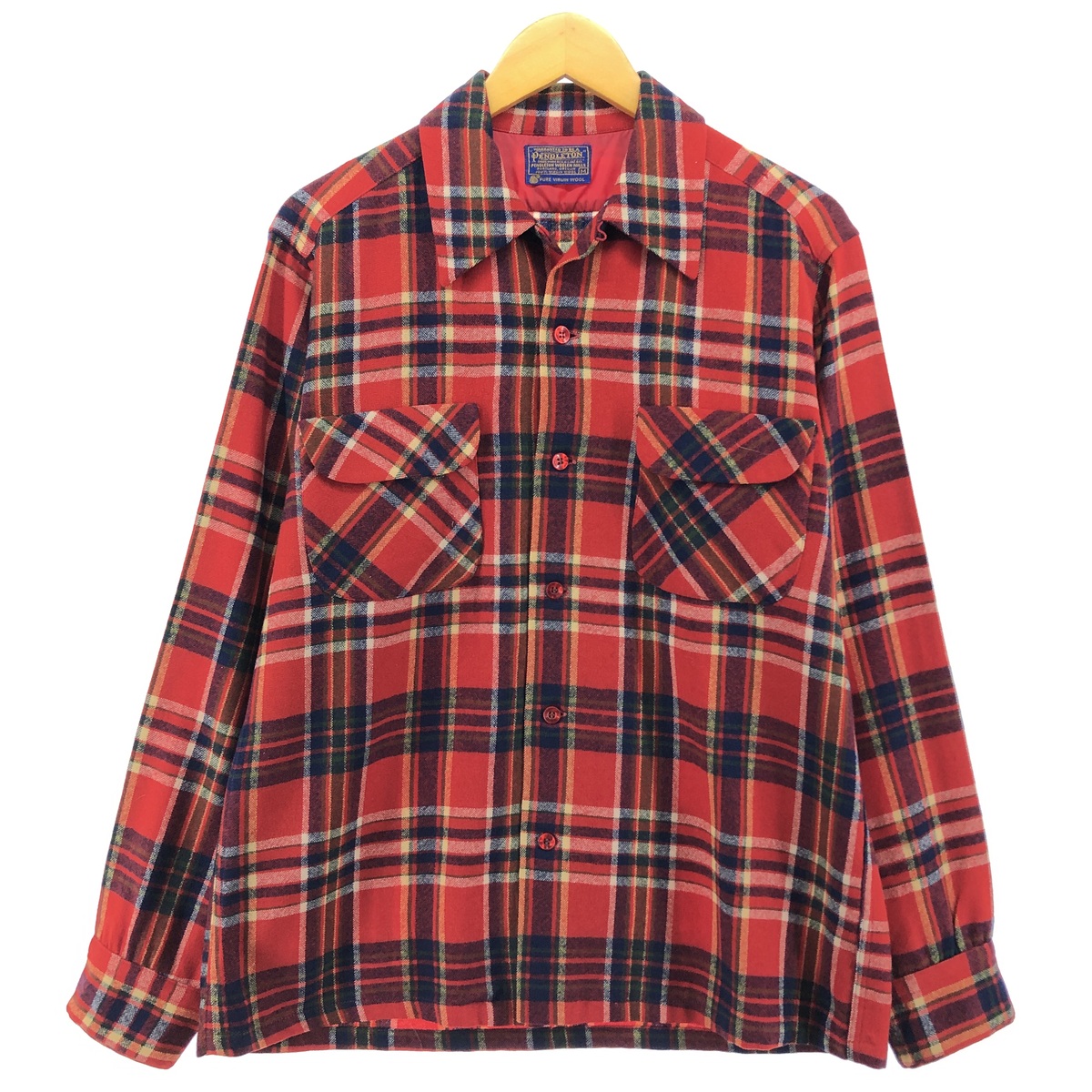 【楽天市場】古着 60'S ペンドルトン PENDLETON ボードシャツ チェック柄 オープンカラー ウールボックスシャツ メンズM相当