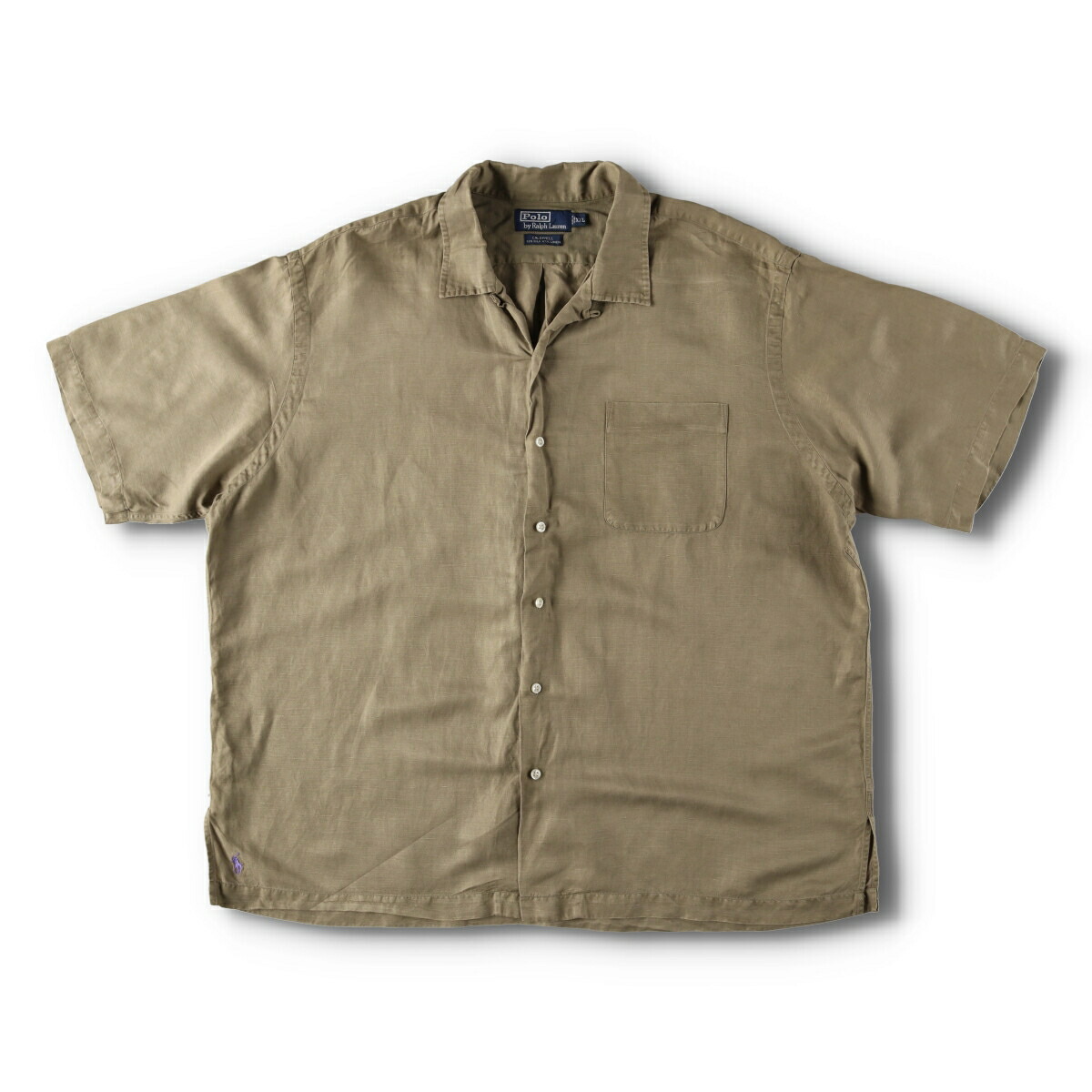 ポロラルフローレン CALDWELL ベージュ シルク×コットン L 開襟シャツ Polo by Ralph Lauren CALDWELL silk/cotton open collar S/S