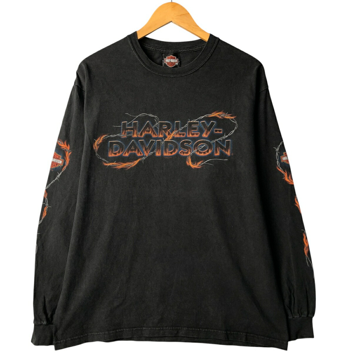 00s USA製 ハーレーダビッドソン ビッグロゴ XL ロンT 長袖Tシャツ XL】Harley-Davidson ハーレーダビッドソン プリント ロンT 長袖
