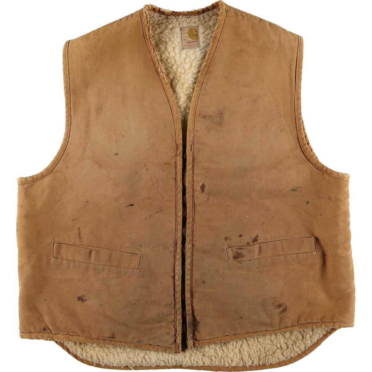 90s カーハート ダックベスト キャメル L 裏地キルティング 90s USA製 vintage Carhartt 裏地キルティング ダック ベスト