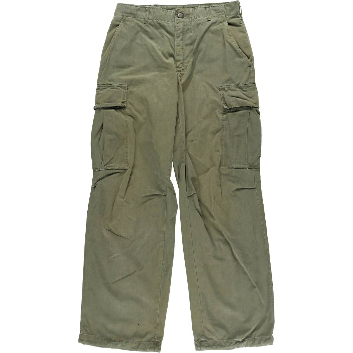ベトナム戦争時のジャングルファティーグパンツ　実物　前期型ノンリップストップ生地 60s USA製 実物 米軍 ジャングルファティーグ パンツ 4th S-R