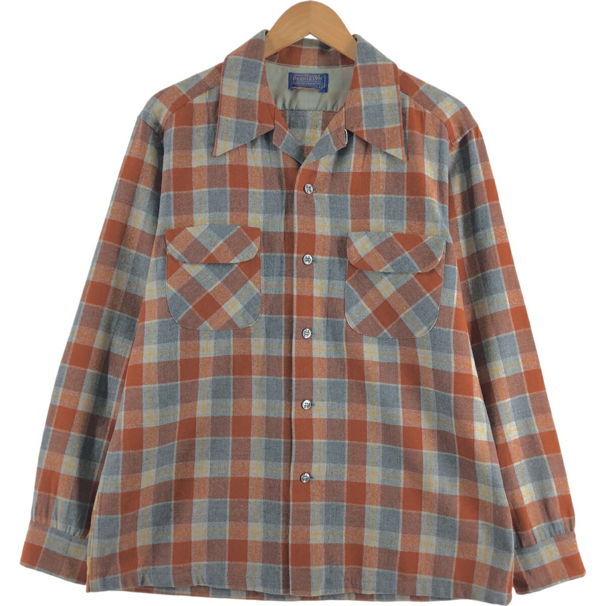 【楽天市場】古着 70'S ペンドルトン PENDLETON ボードシャツ チェック柄 オープンカラー ウールボックスシャツ USA製 メンズ